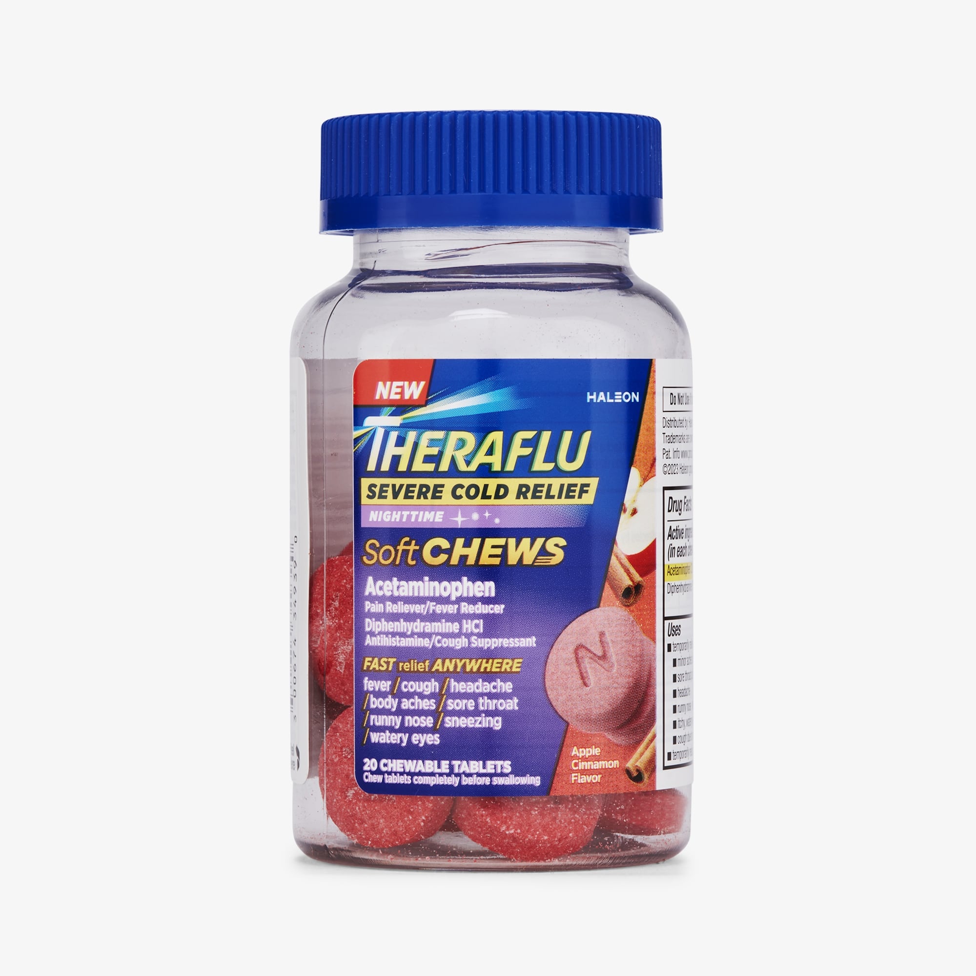 Theraflu Severe Cold Relief Nighttime Soft Chews, Apple Cinnamon, 20 ct.