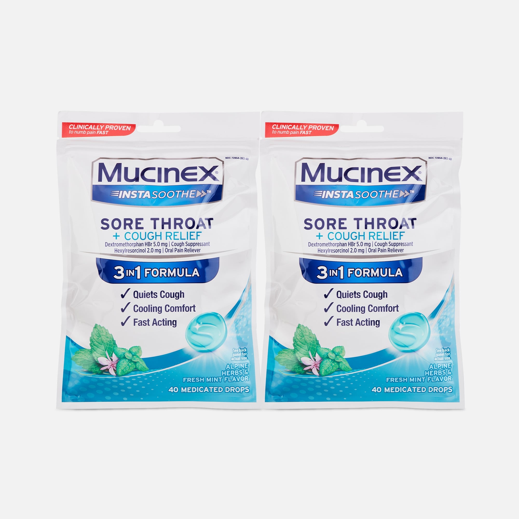 Mucinex InstaSoothe Sore Throat + Cough Relief - Alpine Herbs & Fresh Mint, 40 ct. (2-Pack), , large