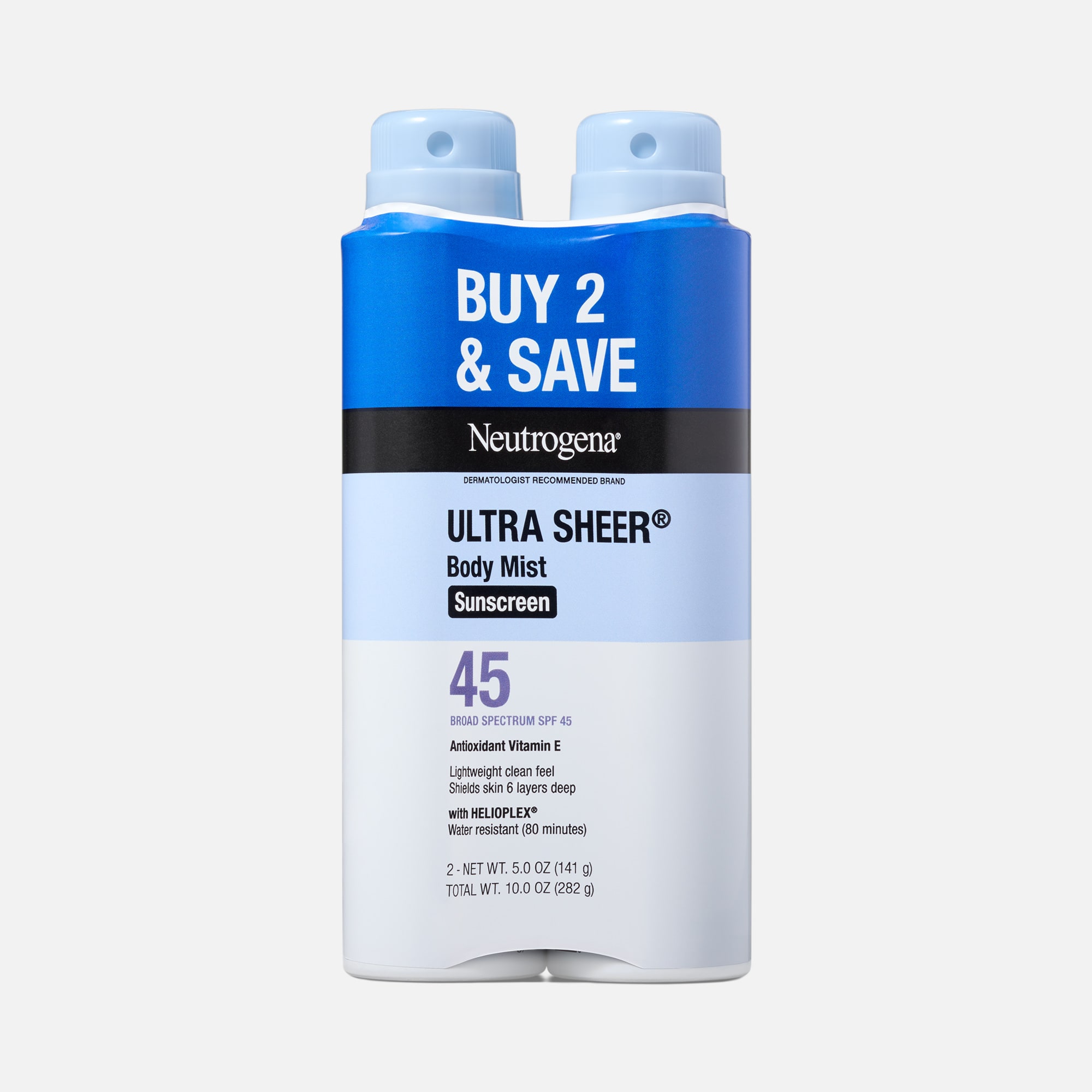 Neutrogena Ultra Sheer Spray SPF 45, Twin Pack, 5 oz. Bottles, , large