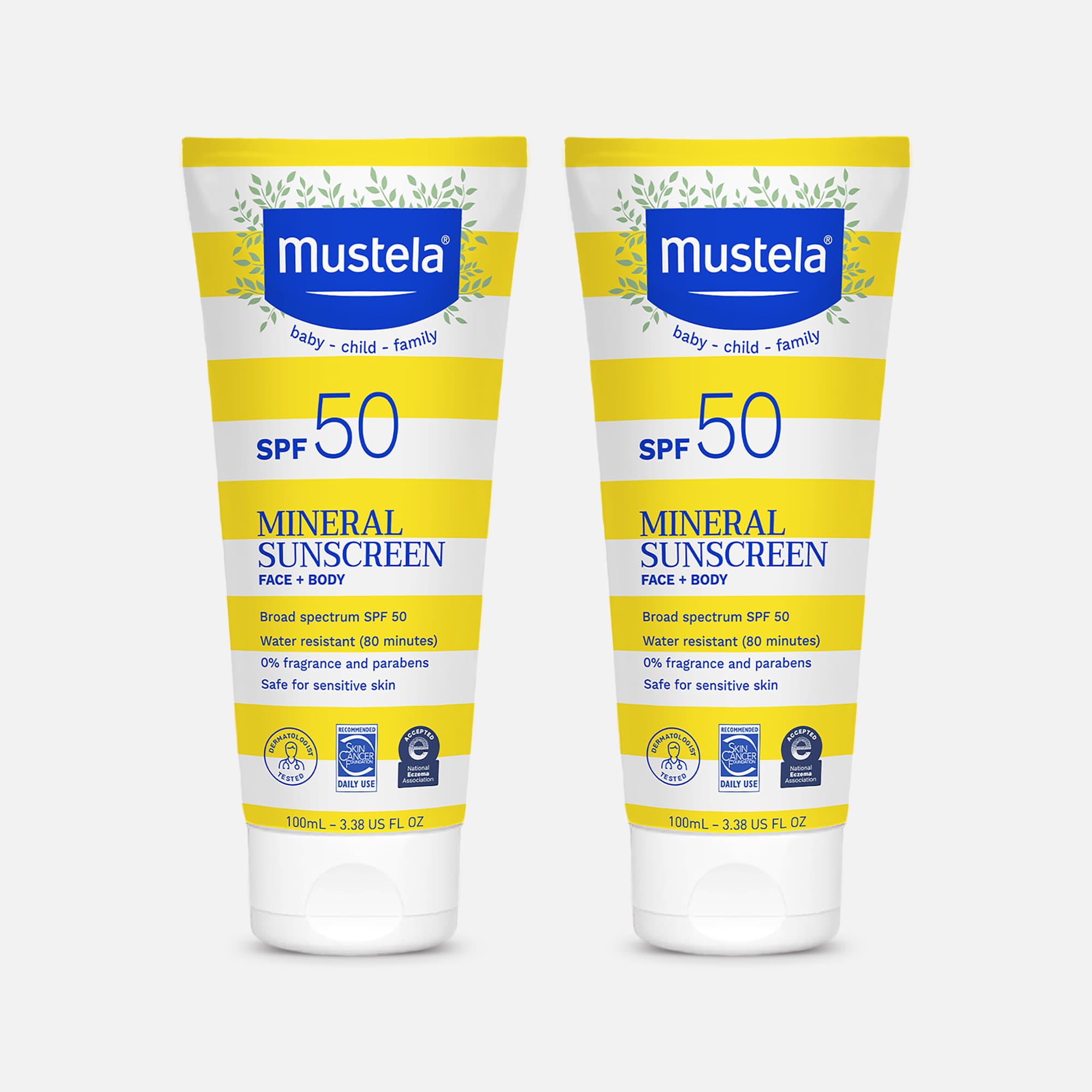 Mustela Mineral Sunscreen Lotion, SPF 50, 3.38 oz. (2-Pack), , large