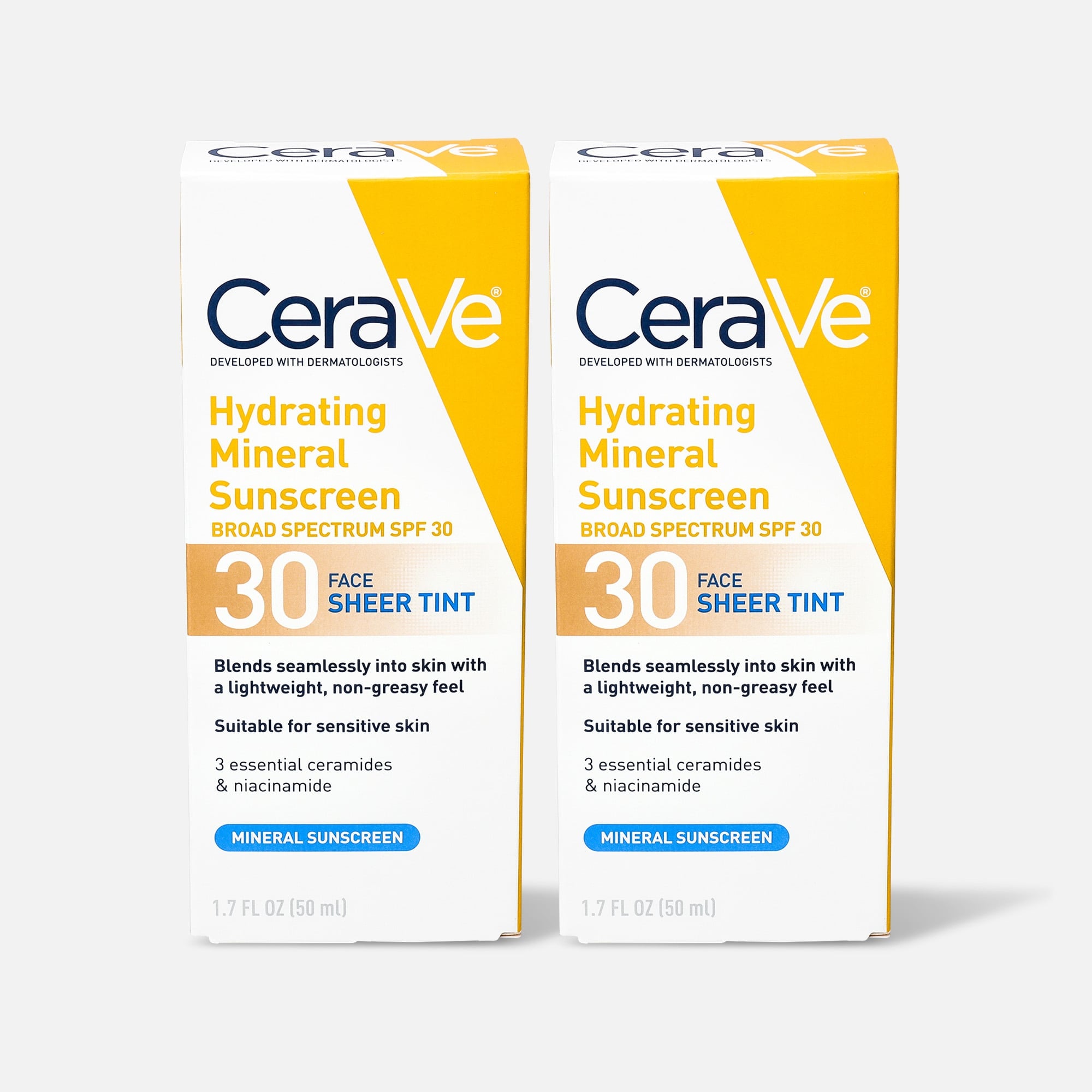 CeraVe Mineral Tinted Face Sunscreen SPF 30 1.7 oz. (2-Pack), , large