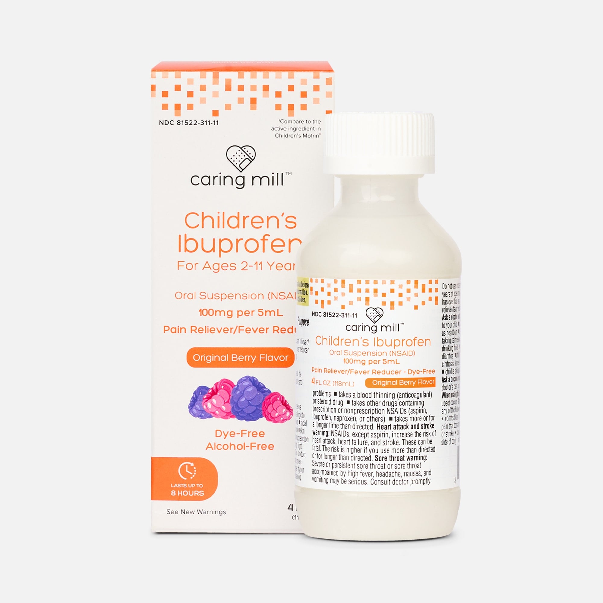 Caring Mill™ Children's Ibuprofen Dye-Free Liquid, Original Berry, 4 fl oz., , large