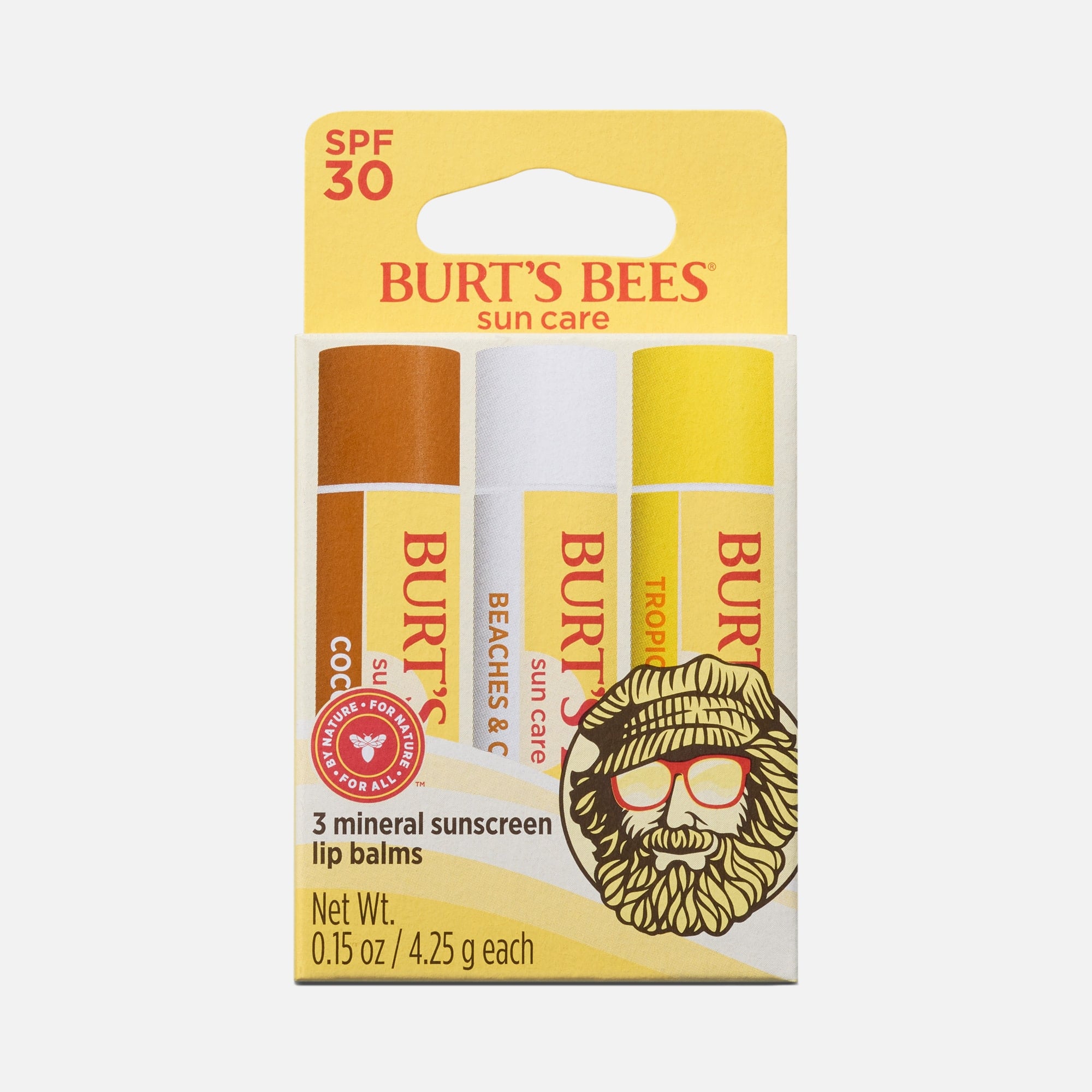Burt’s Bees Sun Care Island Getaway Lip Balm SPF 30, 3-Pack, 0.15 oz., , large