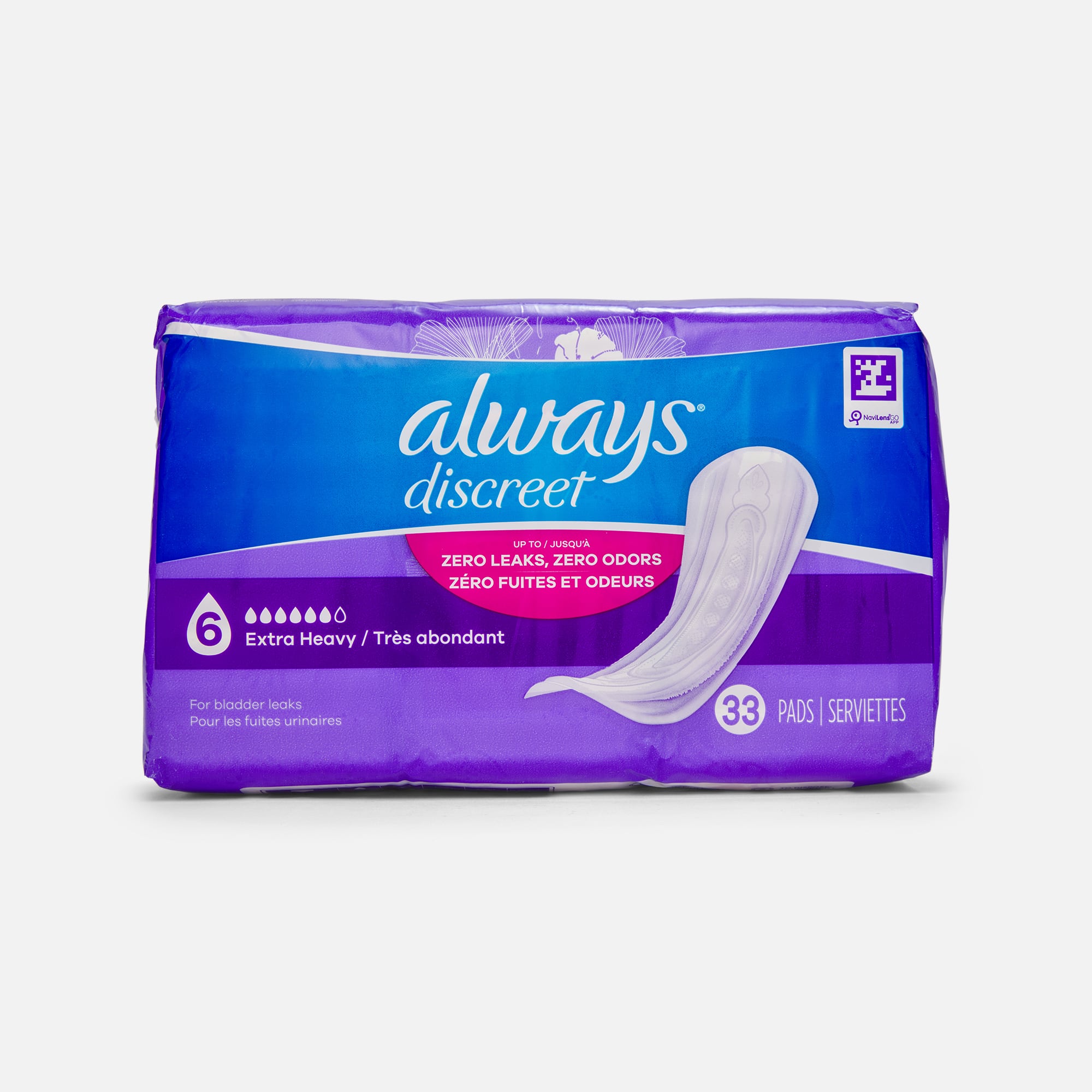 Always Discreet Extra Heavy Incontinence Pads, Regular, 33 ct., , large