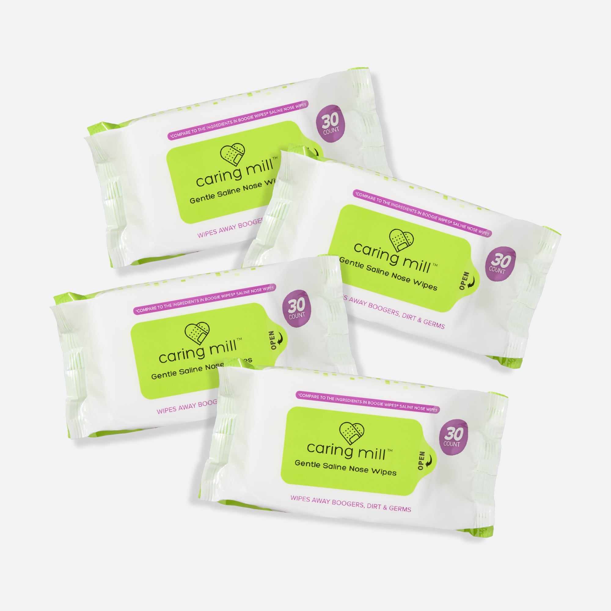 Caring Mill™ Gentle Saline Nose Wipes, Unscented, 30 ct. (4 pack), , large