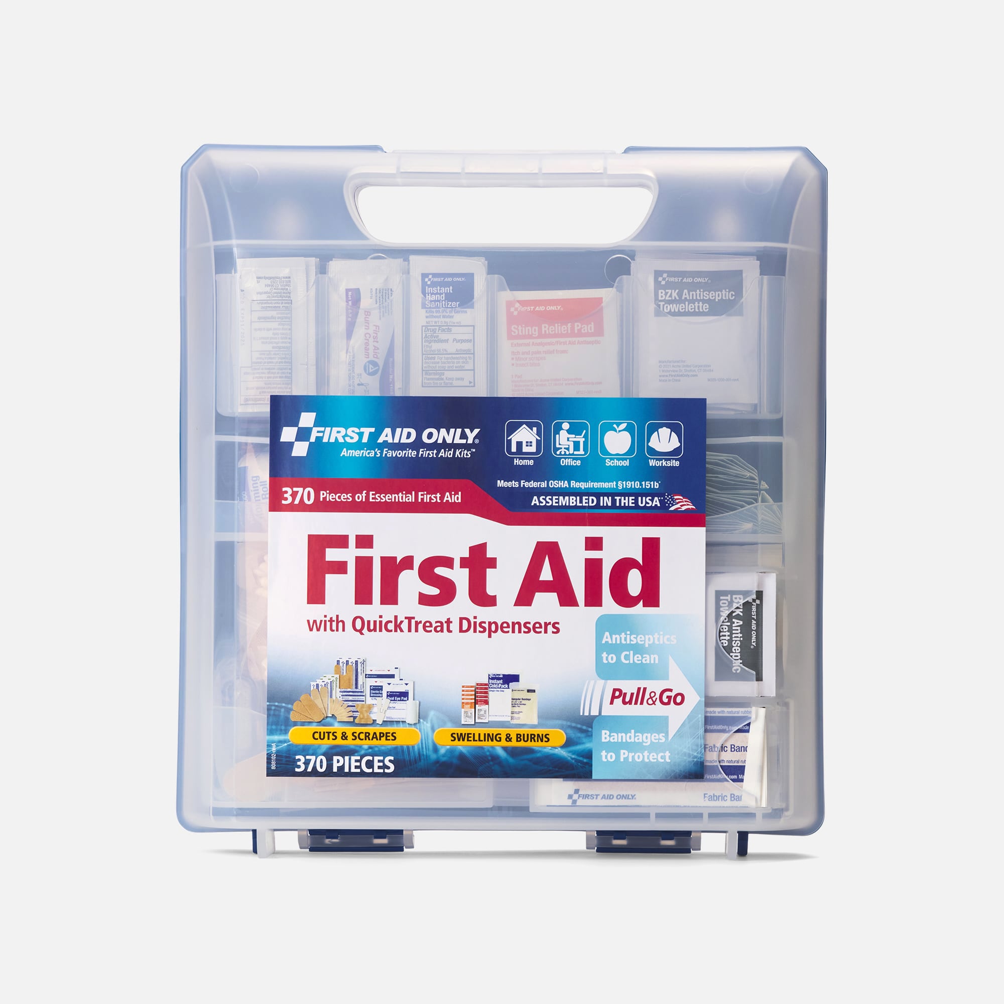 First Aid Only QuickTreat Dispenser Plastic First Aid Kit, 370 pc., , large