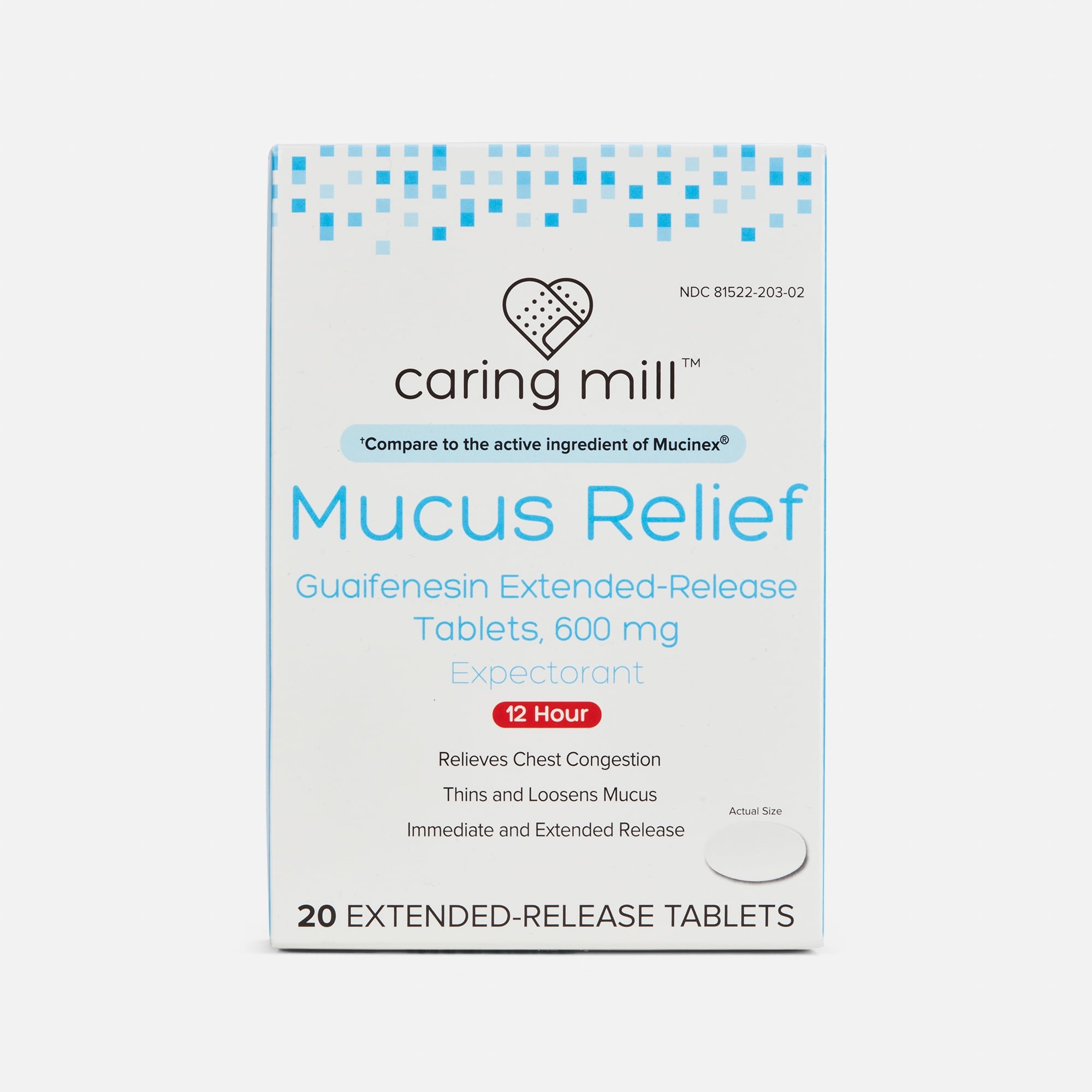 Caring Mill™ Mucus Relief Guaifenesin Extended-Release Tablets, 600mg, , large
