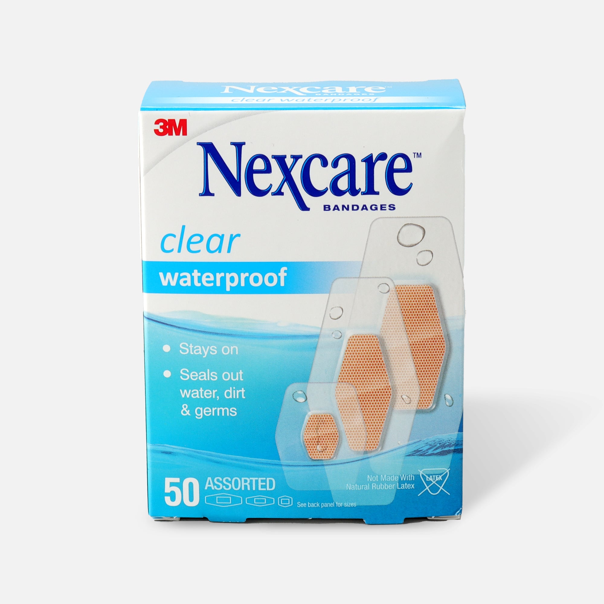 Nexcare Waterproof Clear Bandage, Assorted Sizes, , large