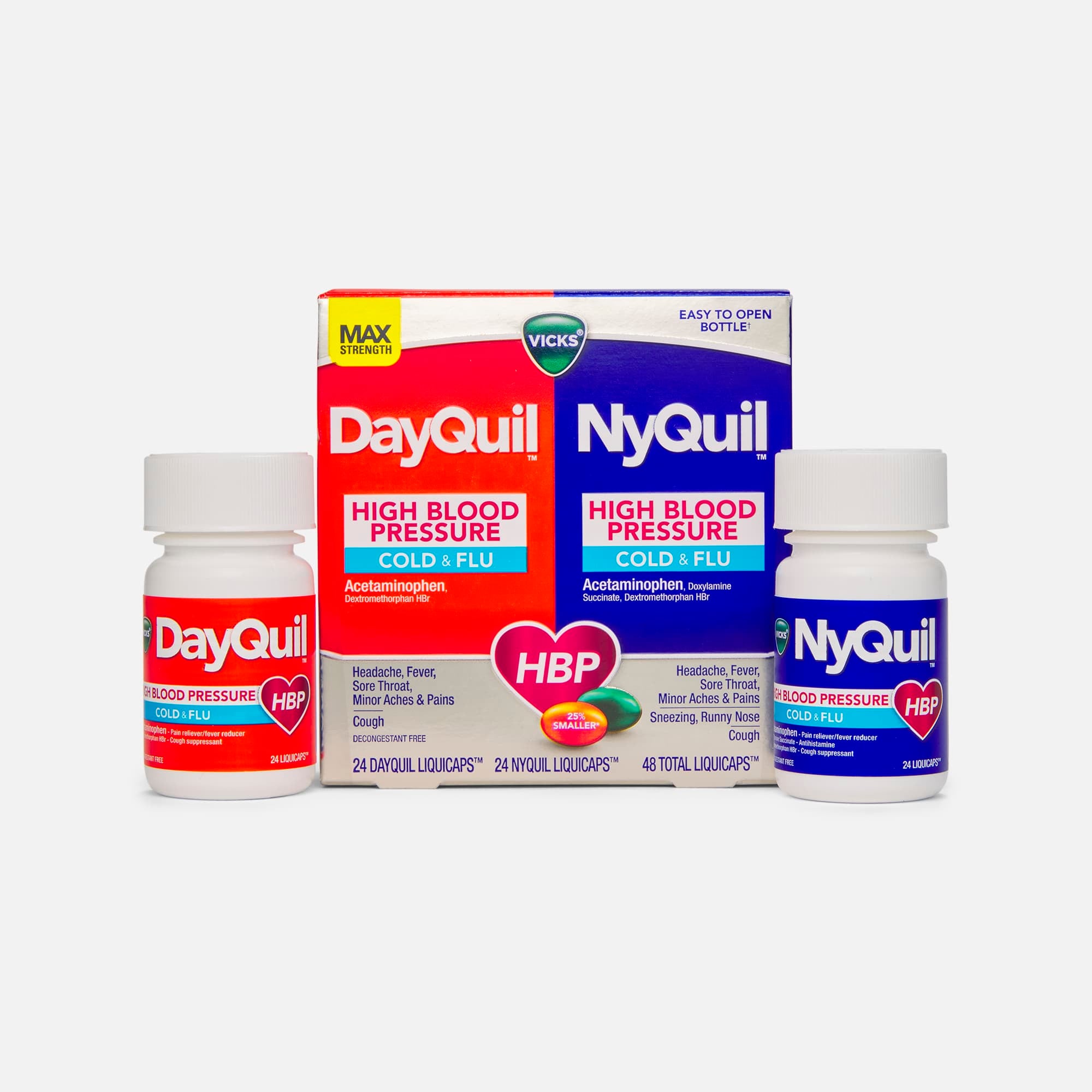 Vicks DayQuil & NyQuil High Blood Pressure Cold & Flu Relief LiquiCaps, 48 ct., , large
