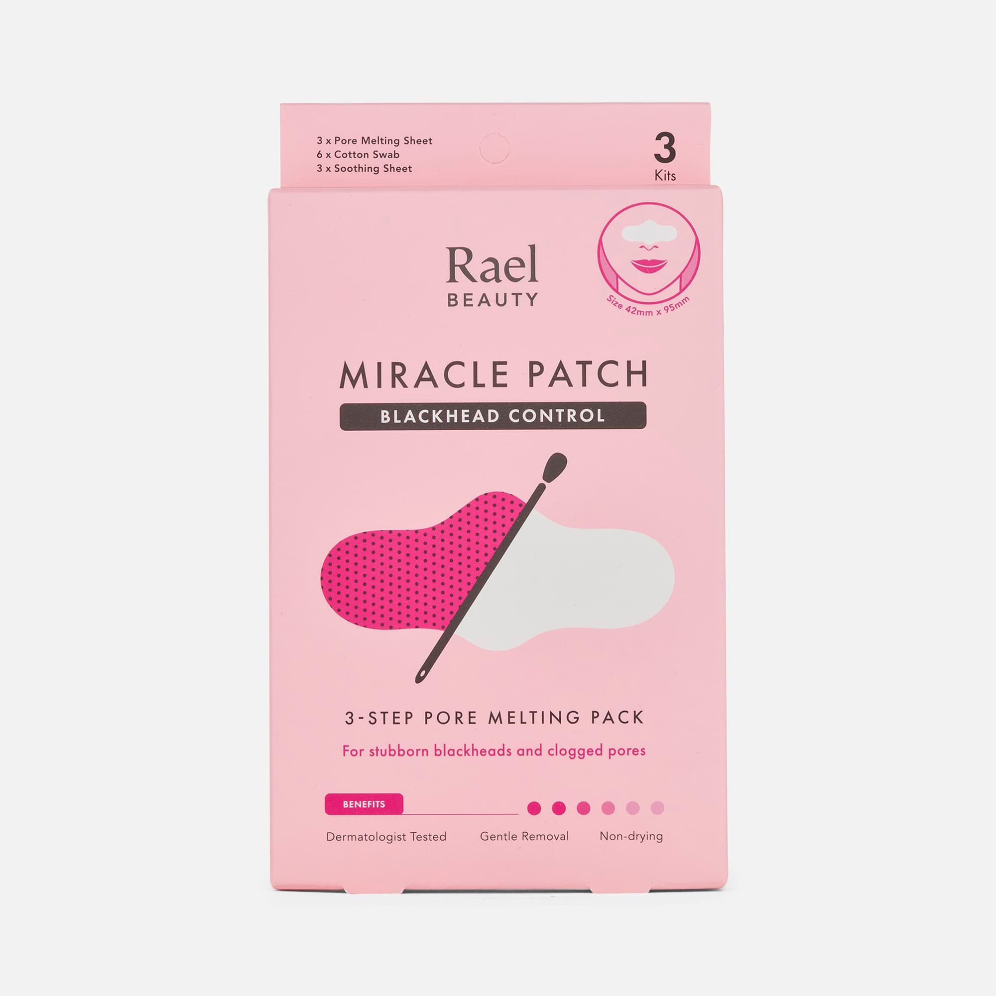 Rael Beauty Miracle Patch Blackhead Control 3-Step Pore Melting Pack, 3 ct.