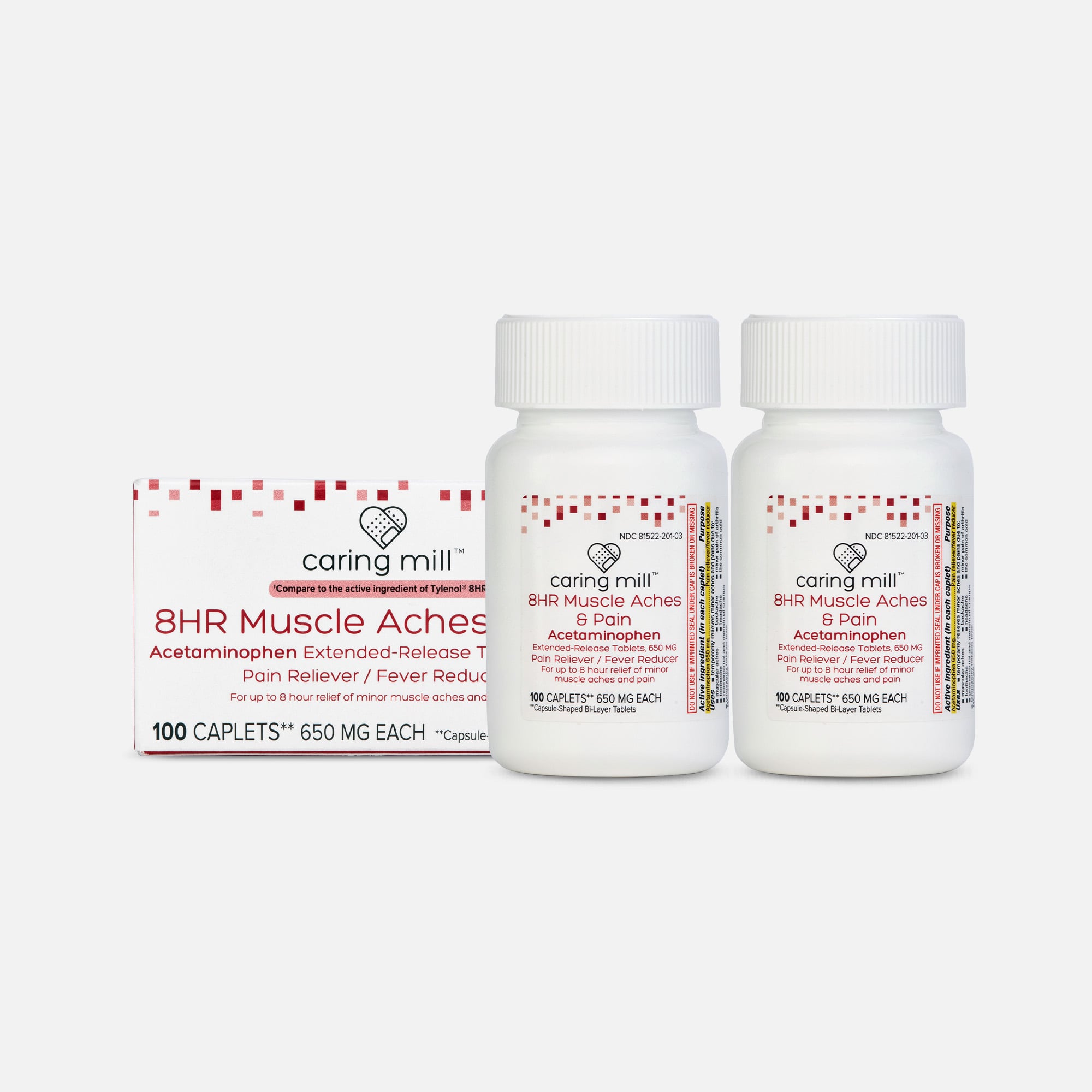 Caring Mill™ 8 HR Muscle Aches & Pain Tablets, 100 ct. (2-Pack), , large
