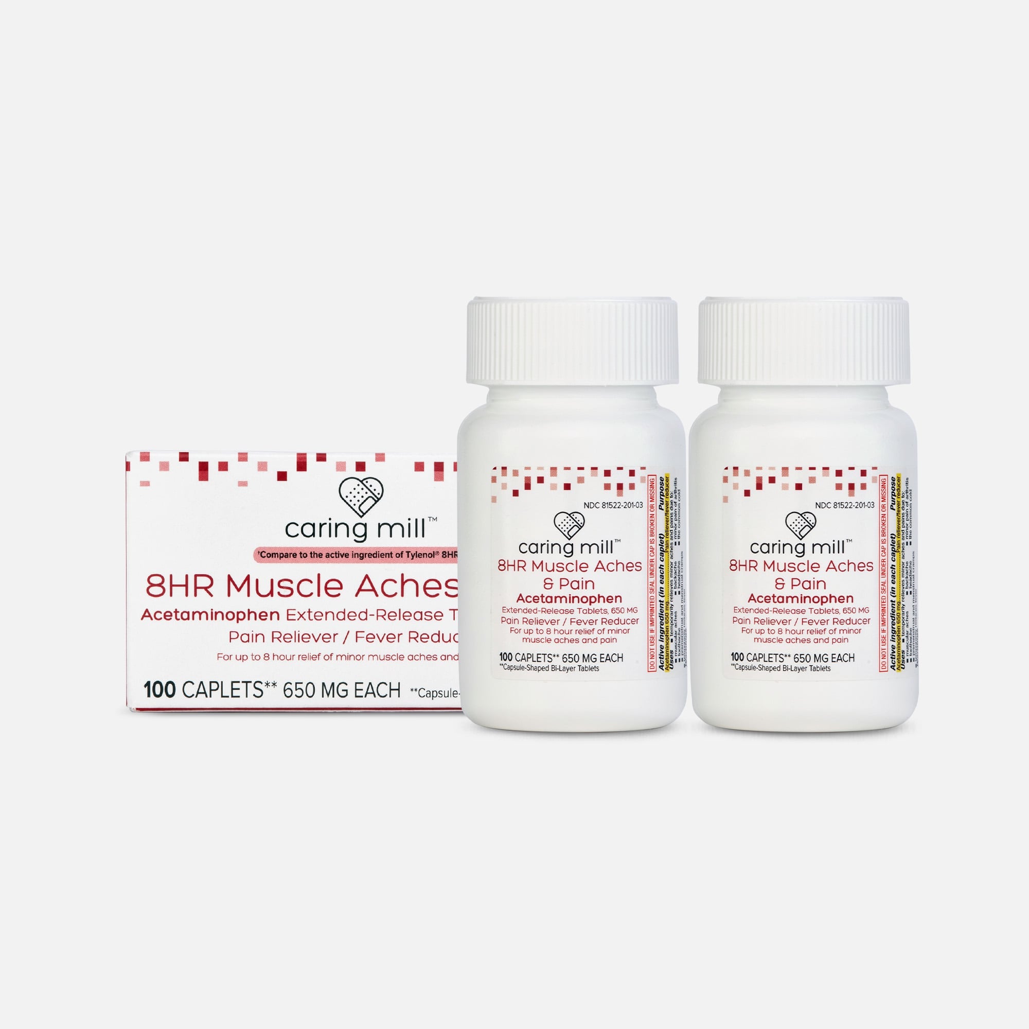 Caring Mill™ 8 HR Muscle Aches & Pain Tablets, 100 ct. (2-Pack), , large