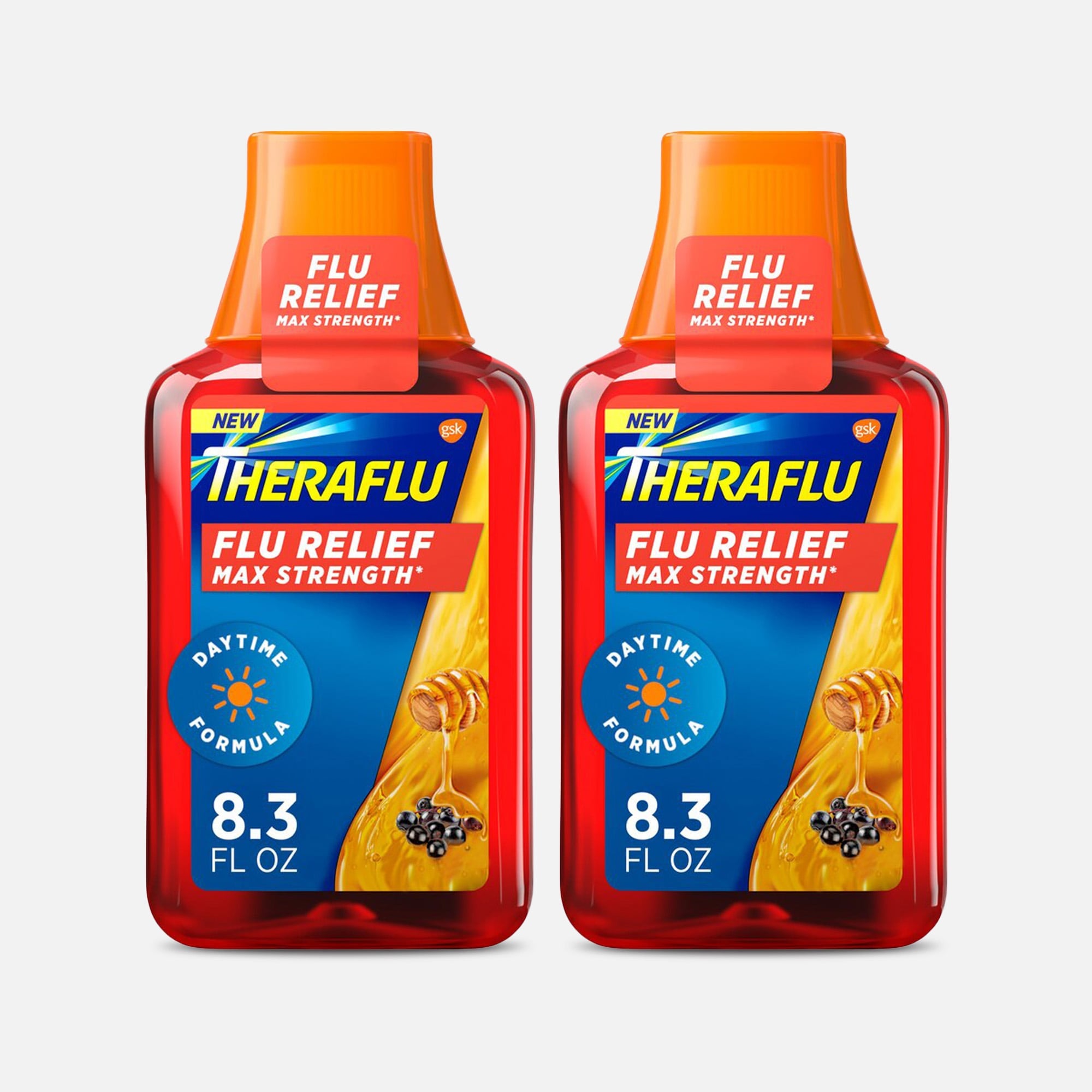 TheraFlu Max Strength Daytime Flu Relief Syrup, Honey Elderberry Flavor, 8.3 fl oz. (2-Pack), , large