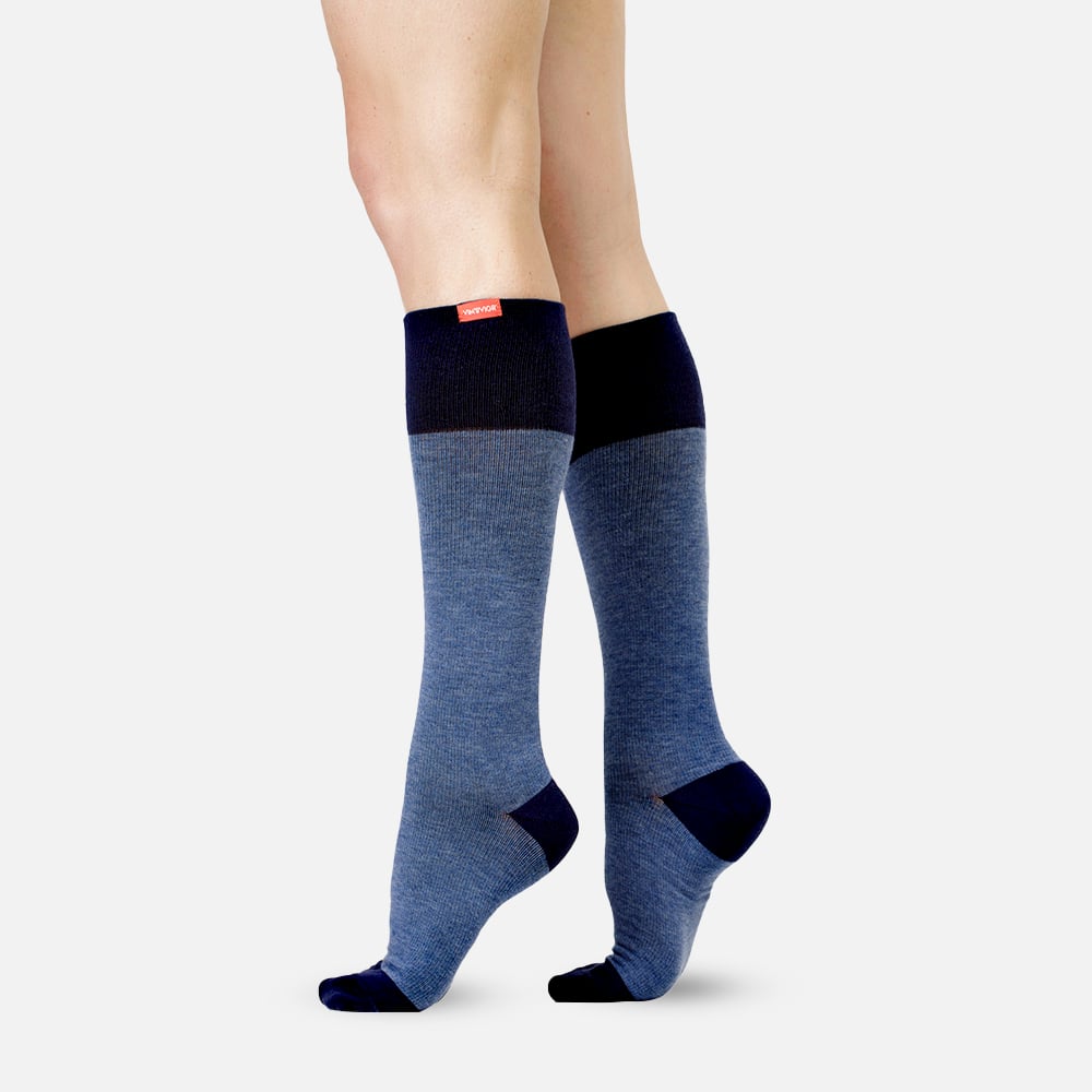 VIM & VIGR Cotton Compression Socks, Heathered Collection Navy, 30-40 mmHg, , large