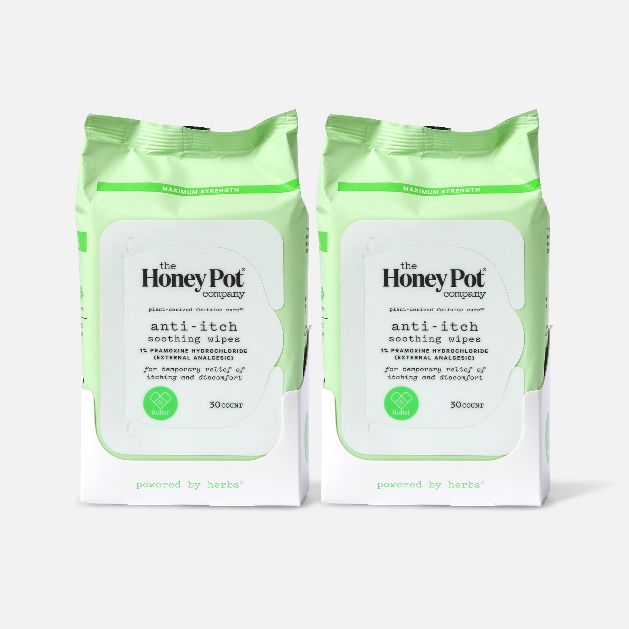 The Honey Pot Anti-Itch Wipes with 1% Pramoxine & Witch Hazel, 30 ct. (2-Pack), , large