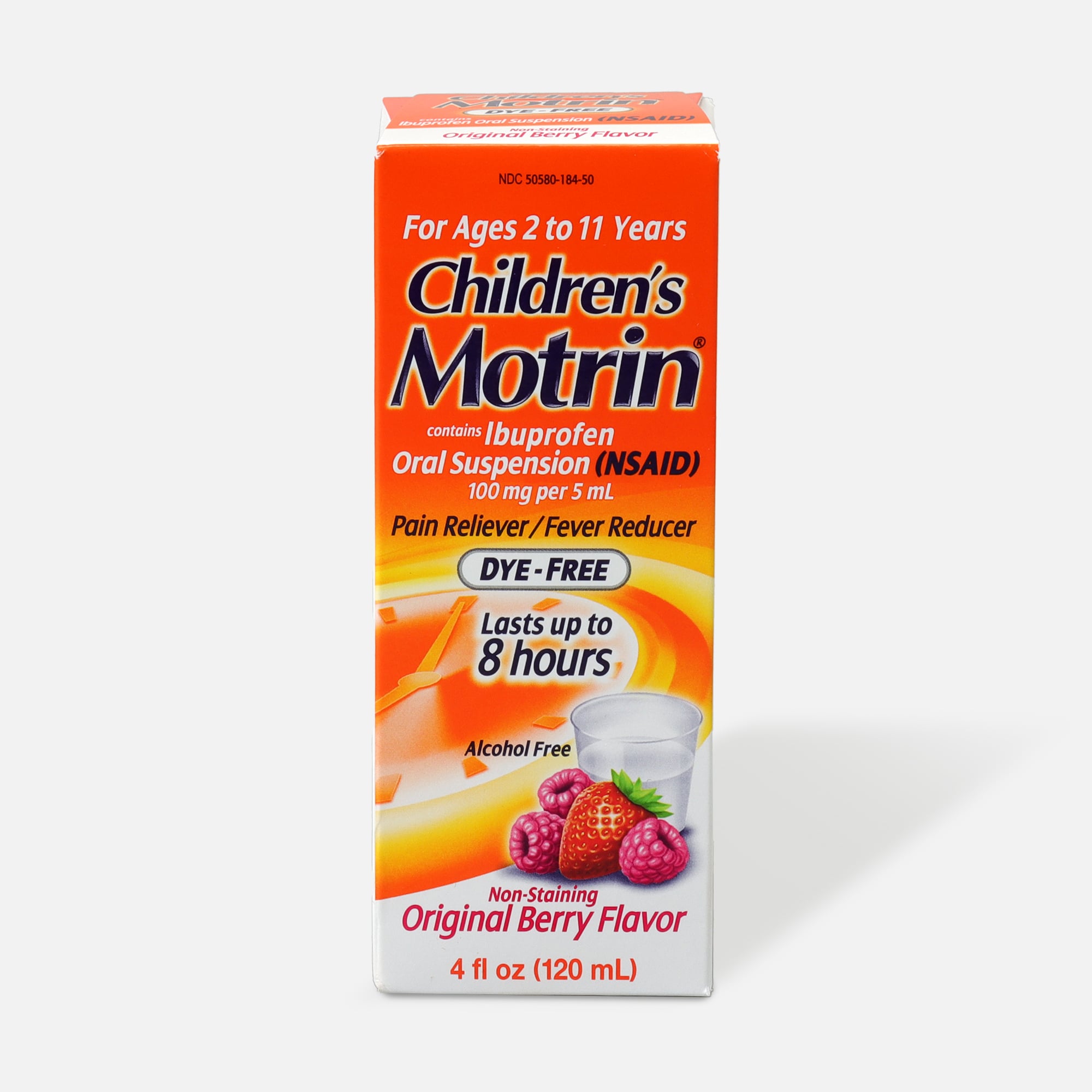 Children's Motrin Pain Reliever/Fever Reducer Liquid, Dye-Free, Original Berry, 4 fl oz., , large