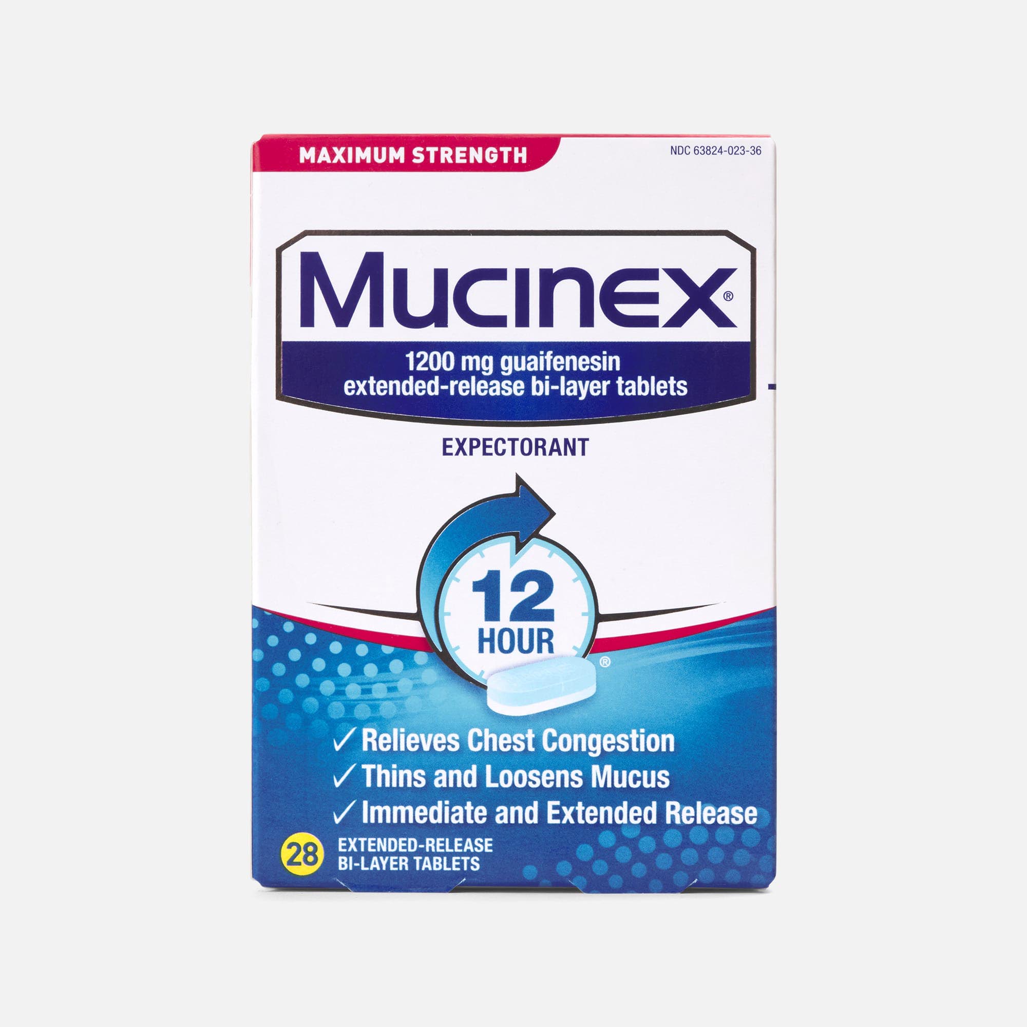 Mucinex Maximum Strength 12-Hour Chest Congestion Expectorant Tablets, 28 ct., , large
