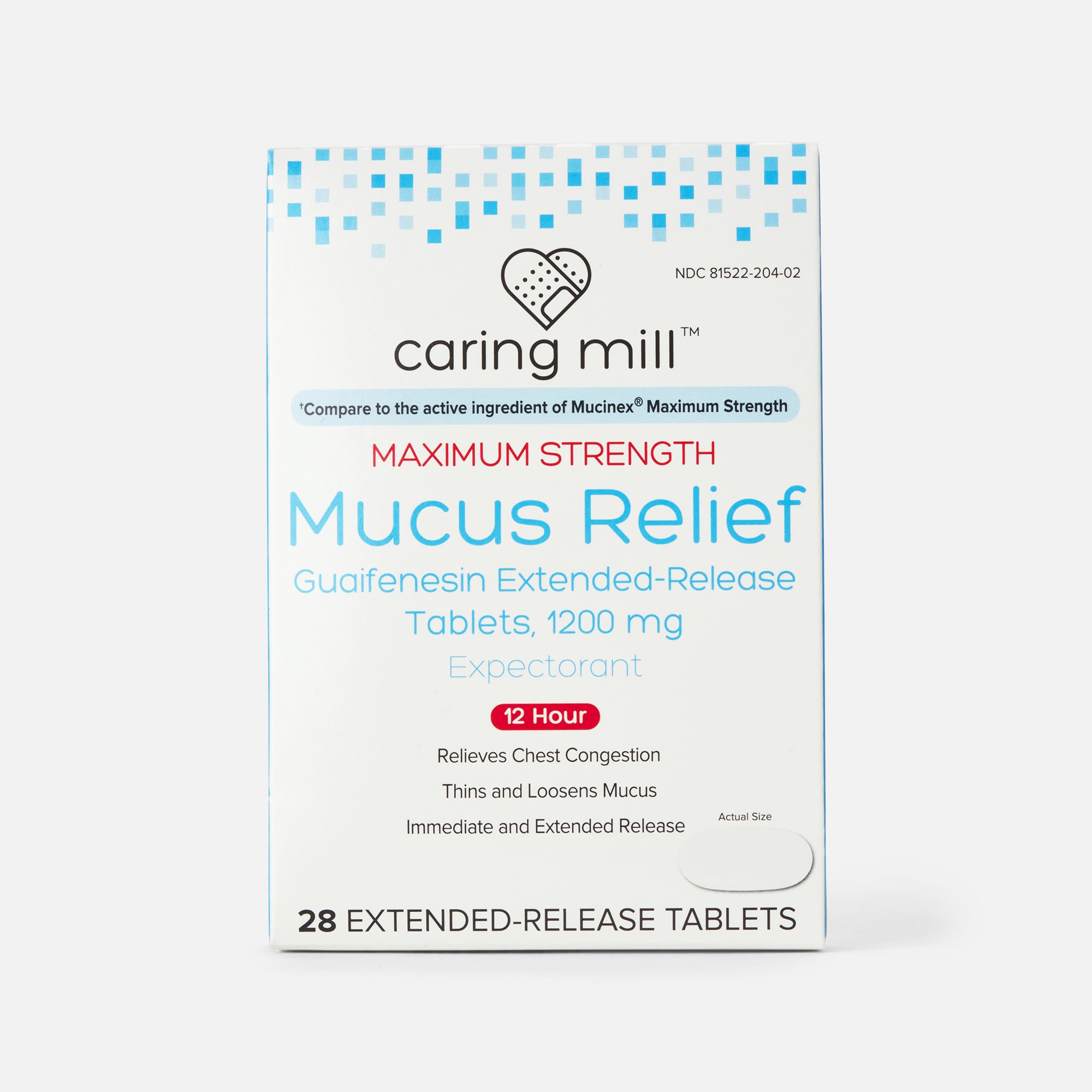 Caring Mill™ Mucus-ER Max Guaifenesin Extended-Release Bi-Layer Tablets, 28 ct., , large