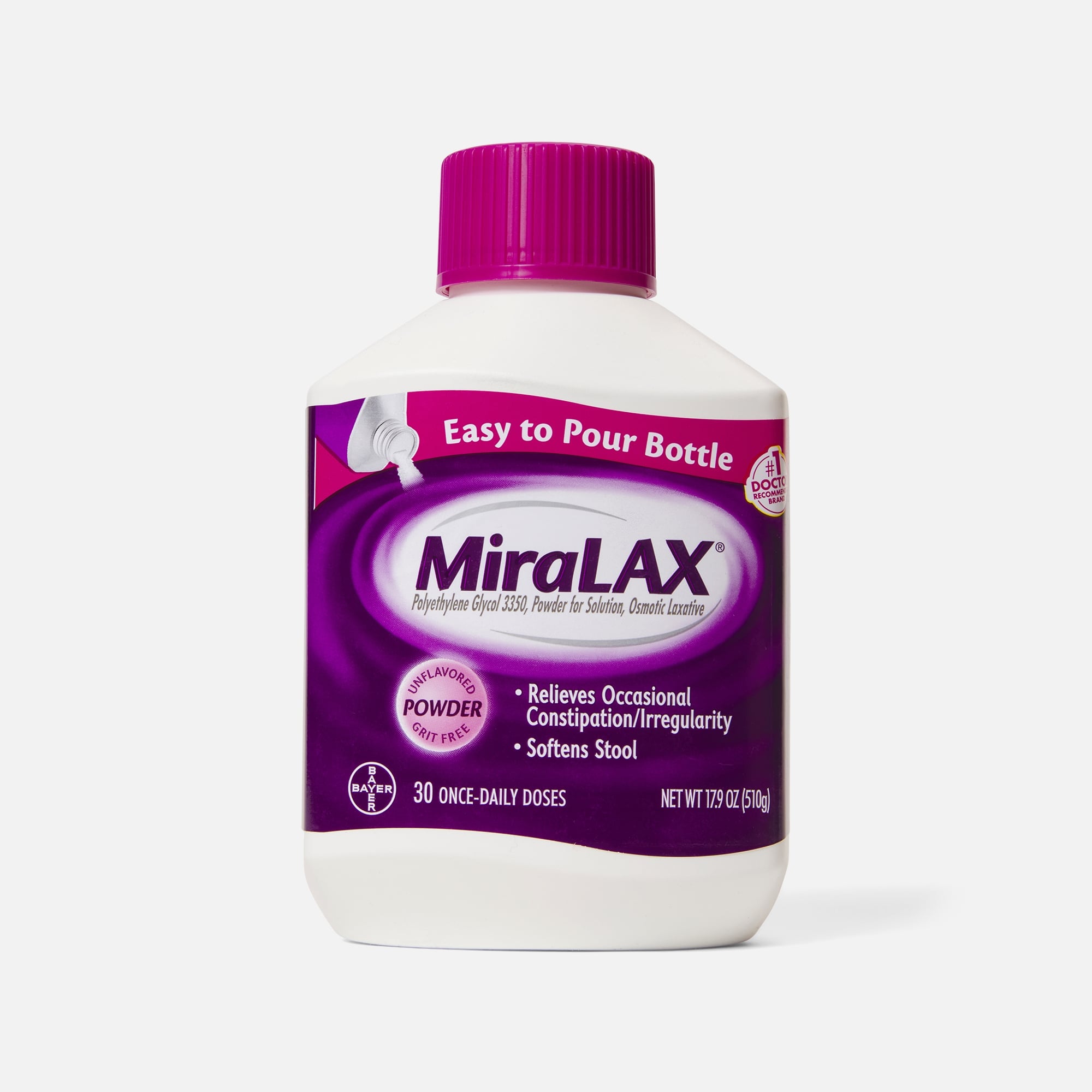 MiraLAX Laxative Powder for Gentle Constipation Relief - 30 Dose Bottle, , large