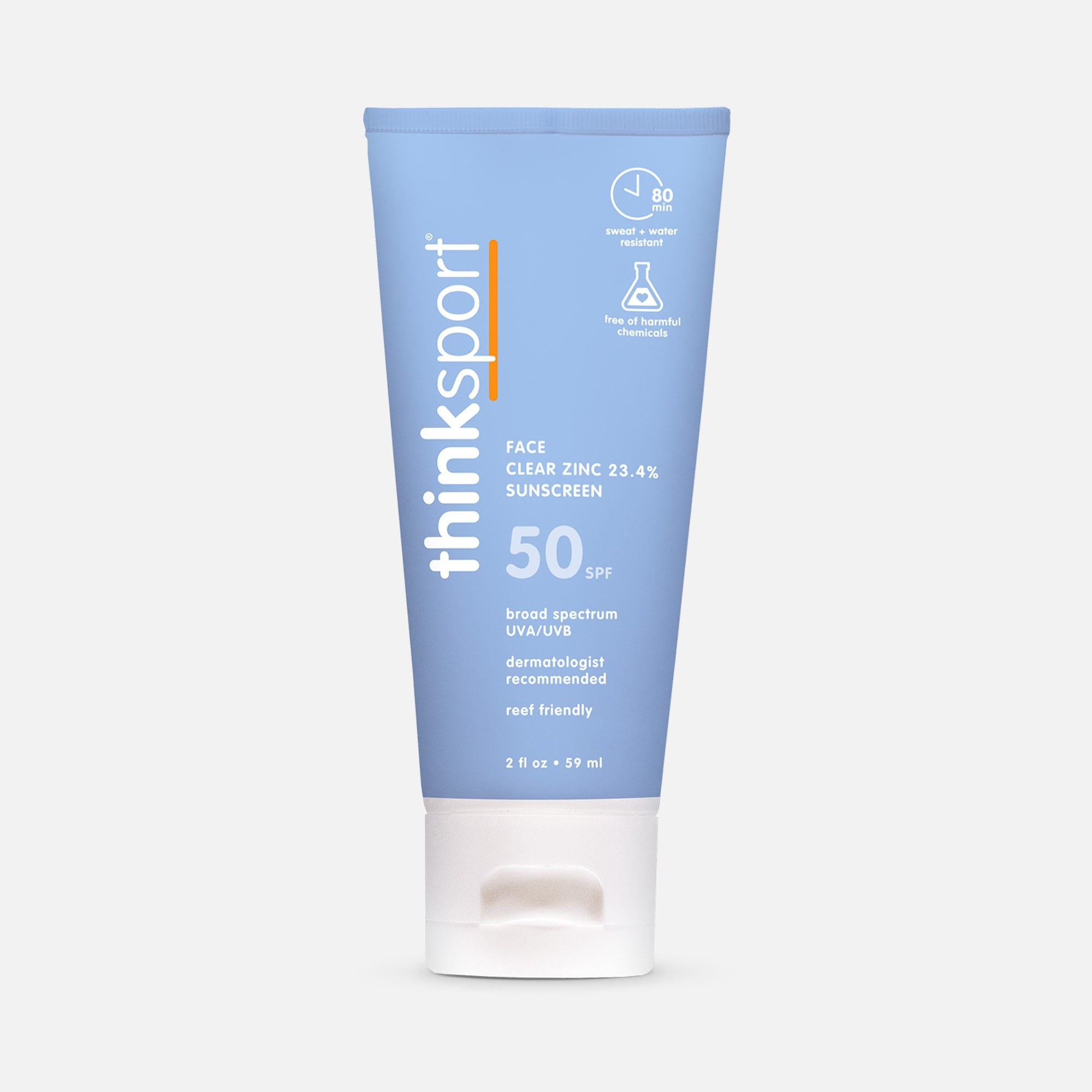 thinksport SPF 50 Clear Zinc Active Face Sunscreen,  2 fl oz., , large