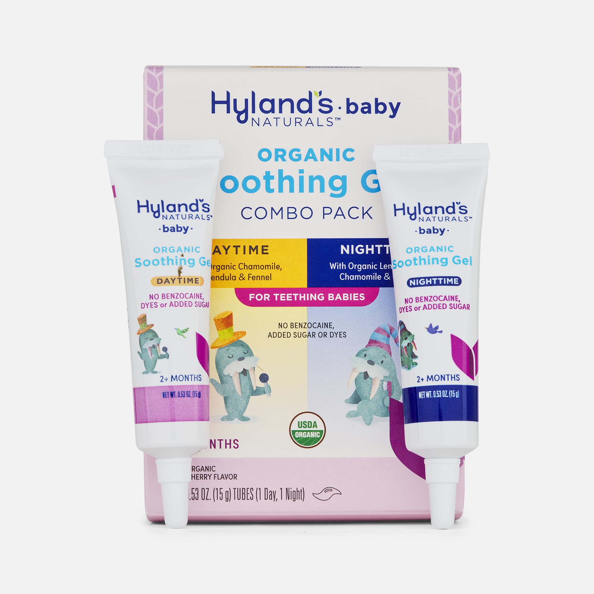Hyland's Baby Organic Soothing Gel Day & Night Combo Pack, Cherry, Two 0.53 oz. Tubes, , large