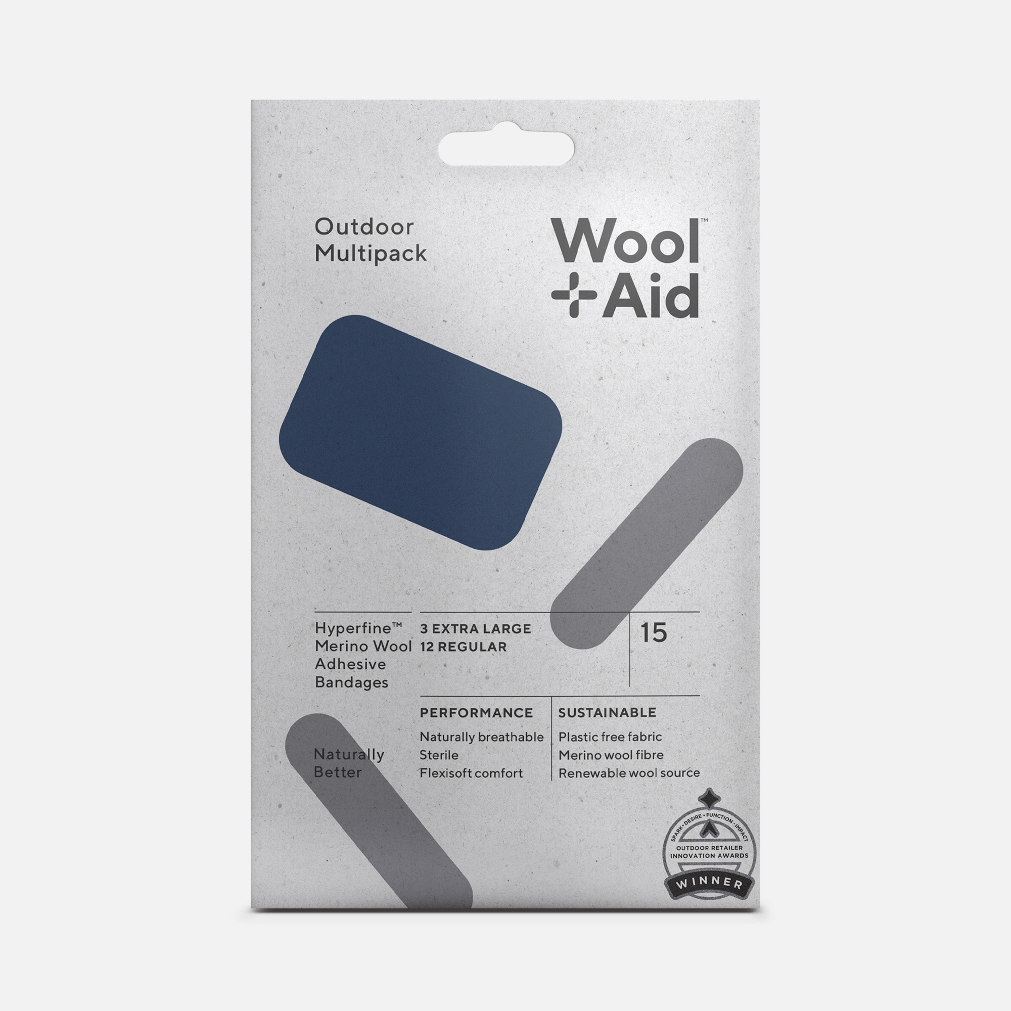WoolAid Merino Wool Adhesive Bandages, Outdoor Multipack, 15 ct., , large