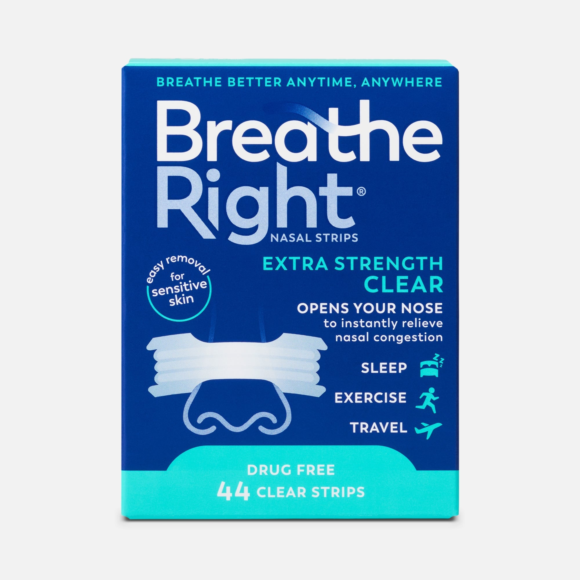 Breathe Right Clear Nasal Strips, Extra Strength, 44 ct., , large