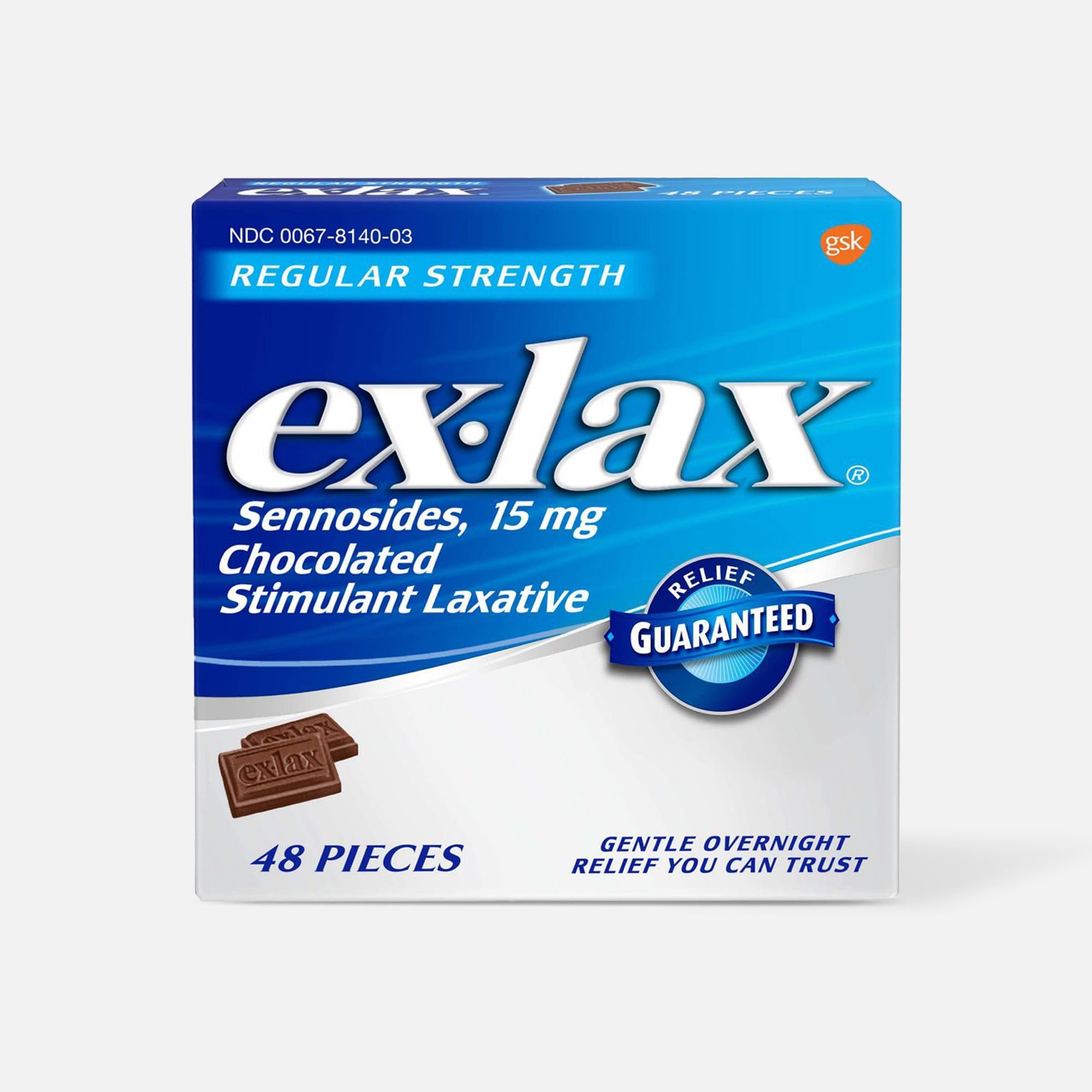 Ex-Lax Regular Strength Sennosides, 15 mg, Stimulant Laxative Chocolated Pieces For Gentle Overnight Relief, , large