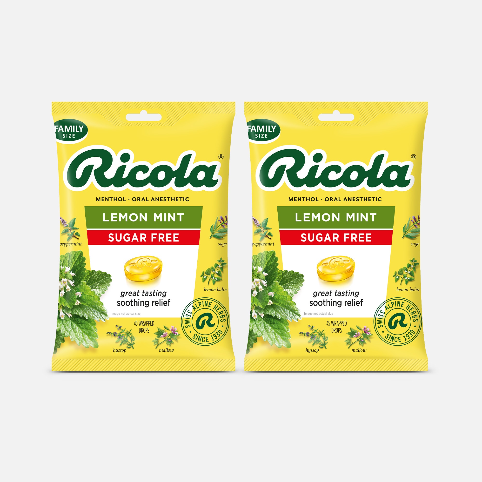 Ricola Sugar Free Lemon Mint Throat Drops, 45 ct. (2-Pack), , large
