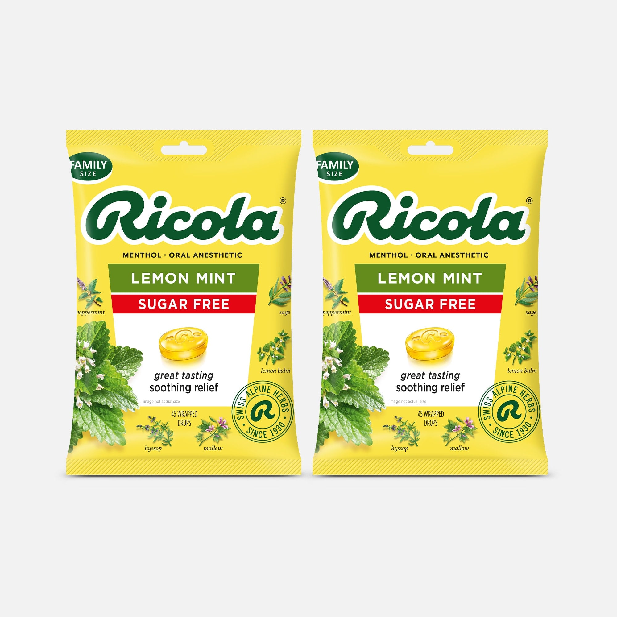 Ricola Sugar Free Lemon Mint Throat Drops, 45 ct. (2-Pack), , large