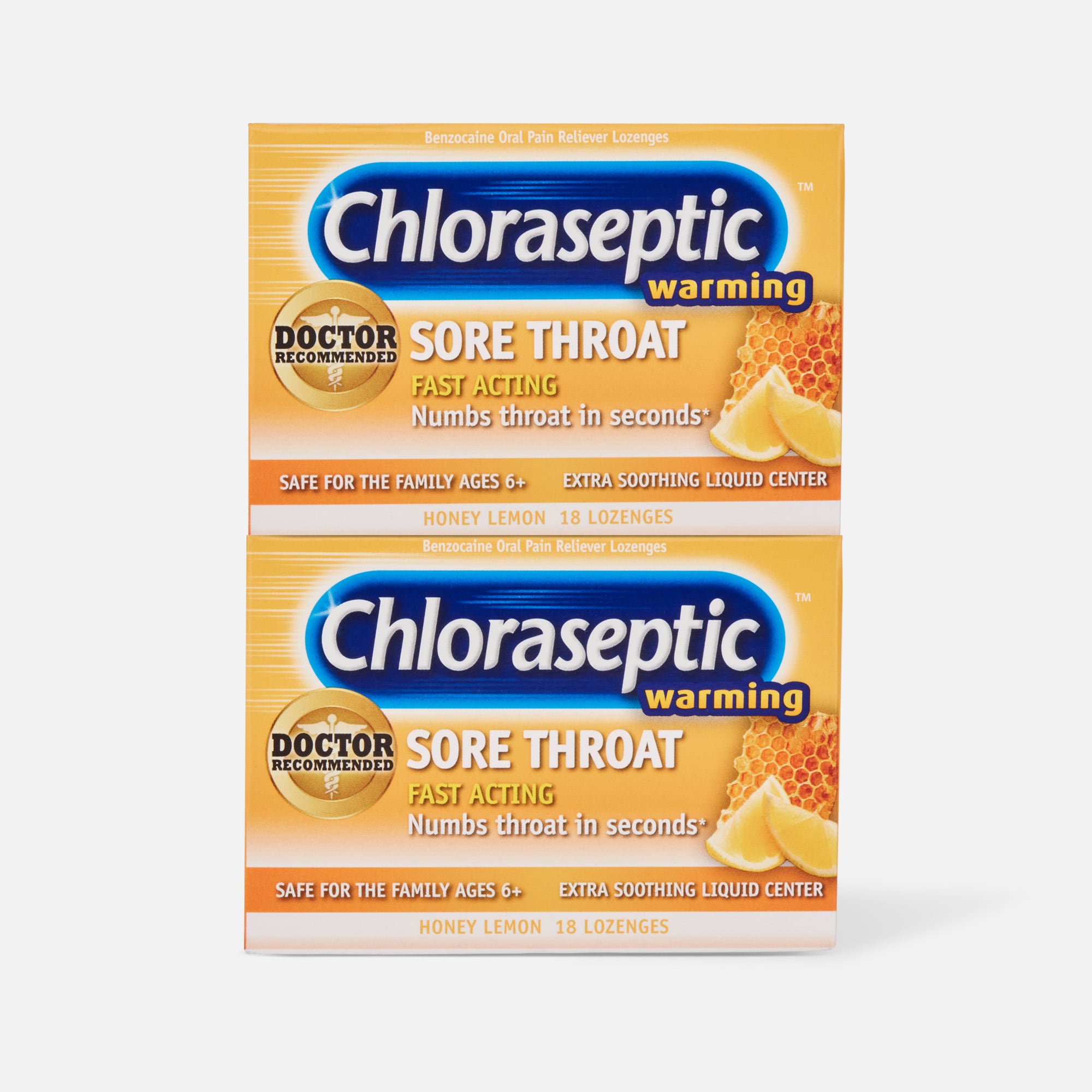 Chloraseptic, Honey Lemon, Warming Sore Throat Lozenges, 18 ct. (2-Pack), , large