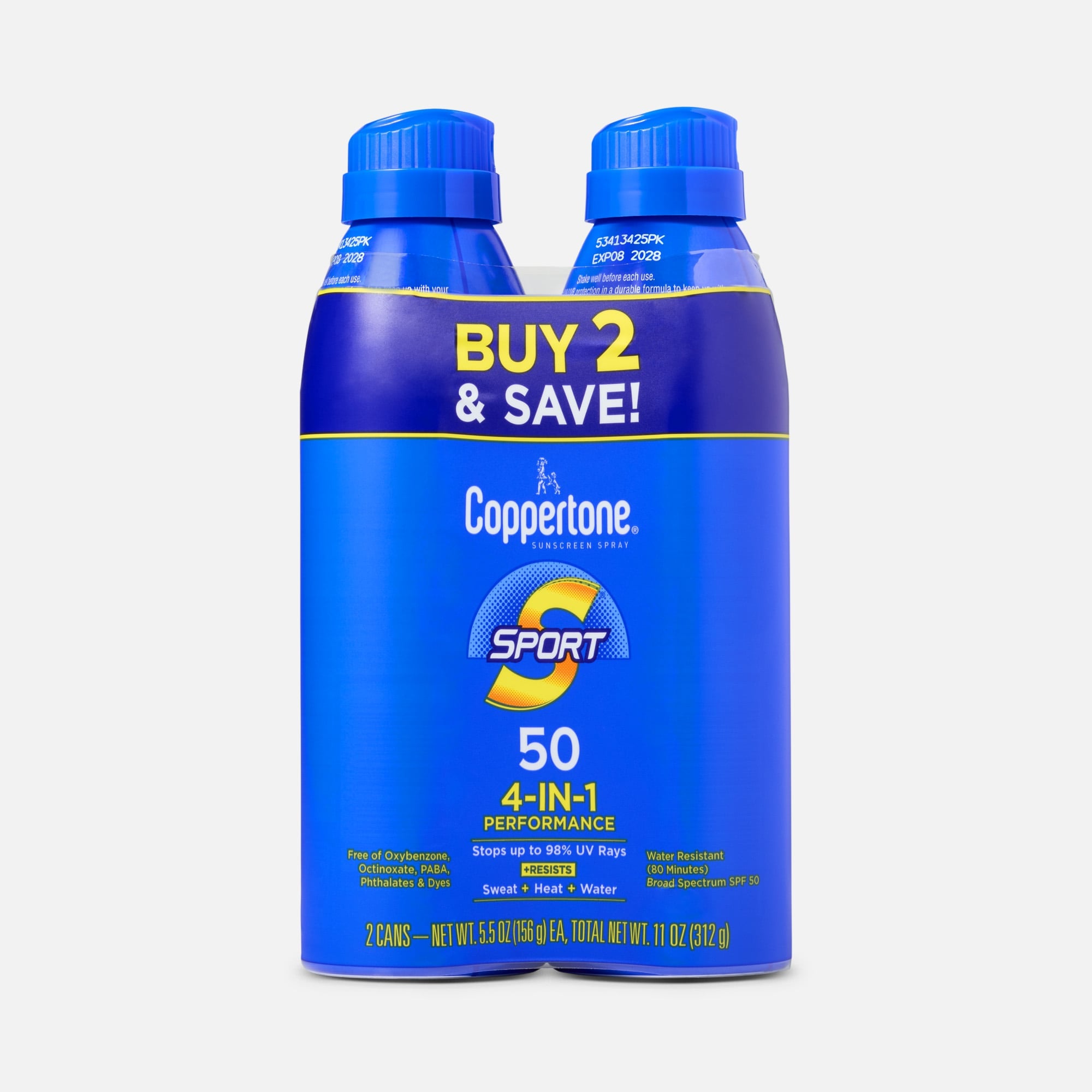 Coppertone Sport Sunscreen Spray, 5.5 oz. - Twin Pack, , large