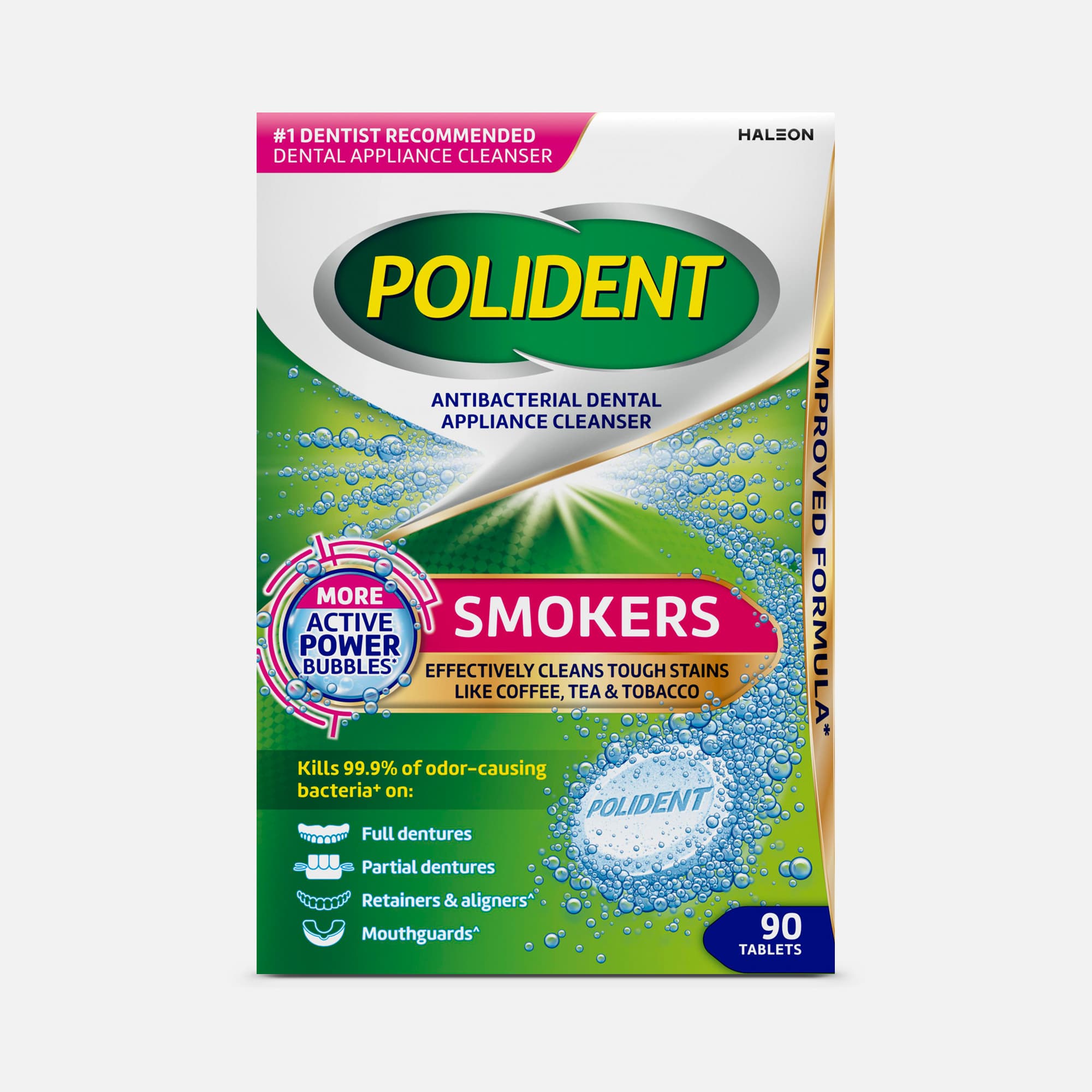 Polident Smokers Antibacterial Dental Appliance Cleanser Tablets, 90 ct., , large