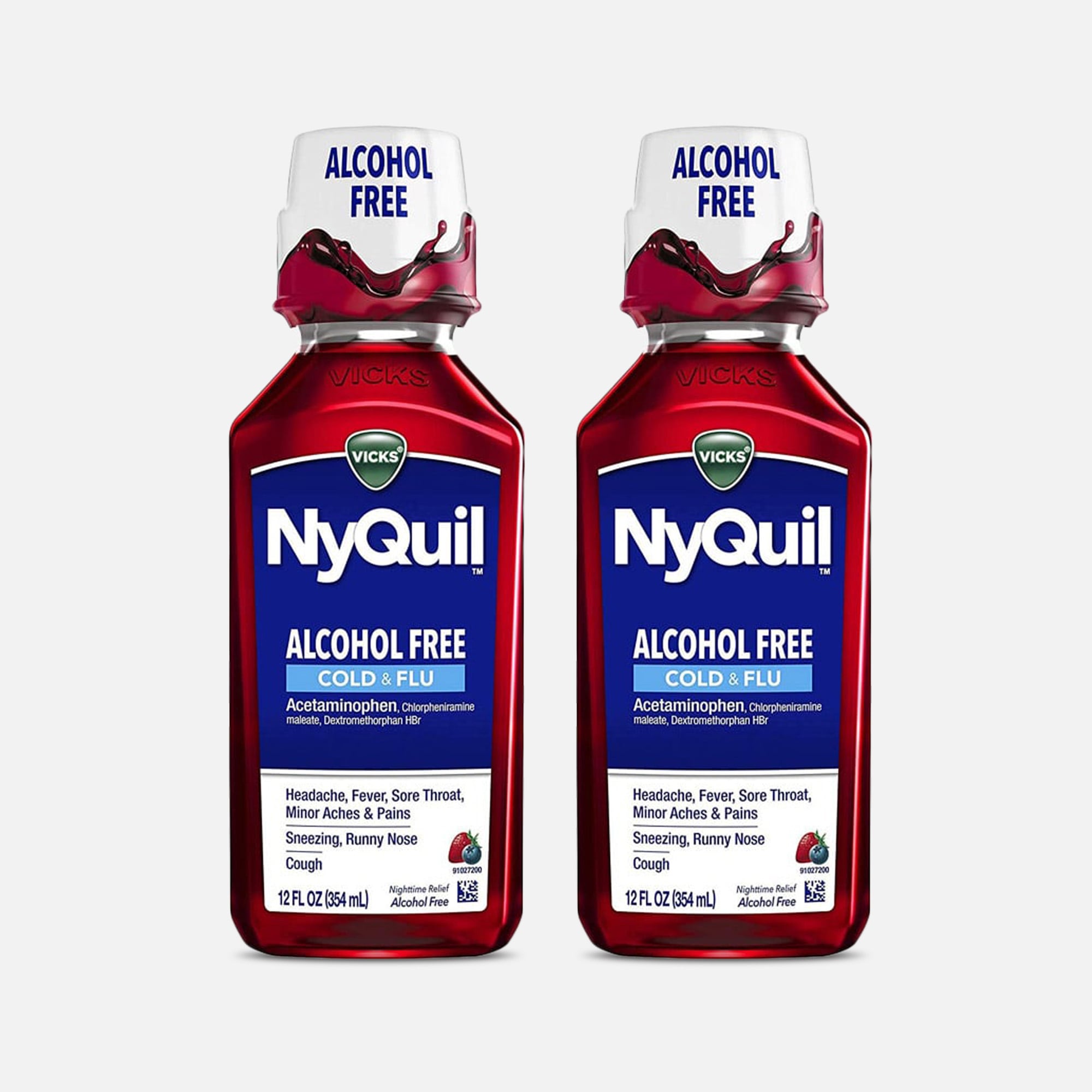 Vicks Nyquil Cold & Flu, Alcohol Free, 12 oz. (2-Pack), , large