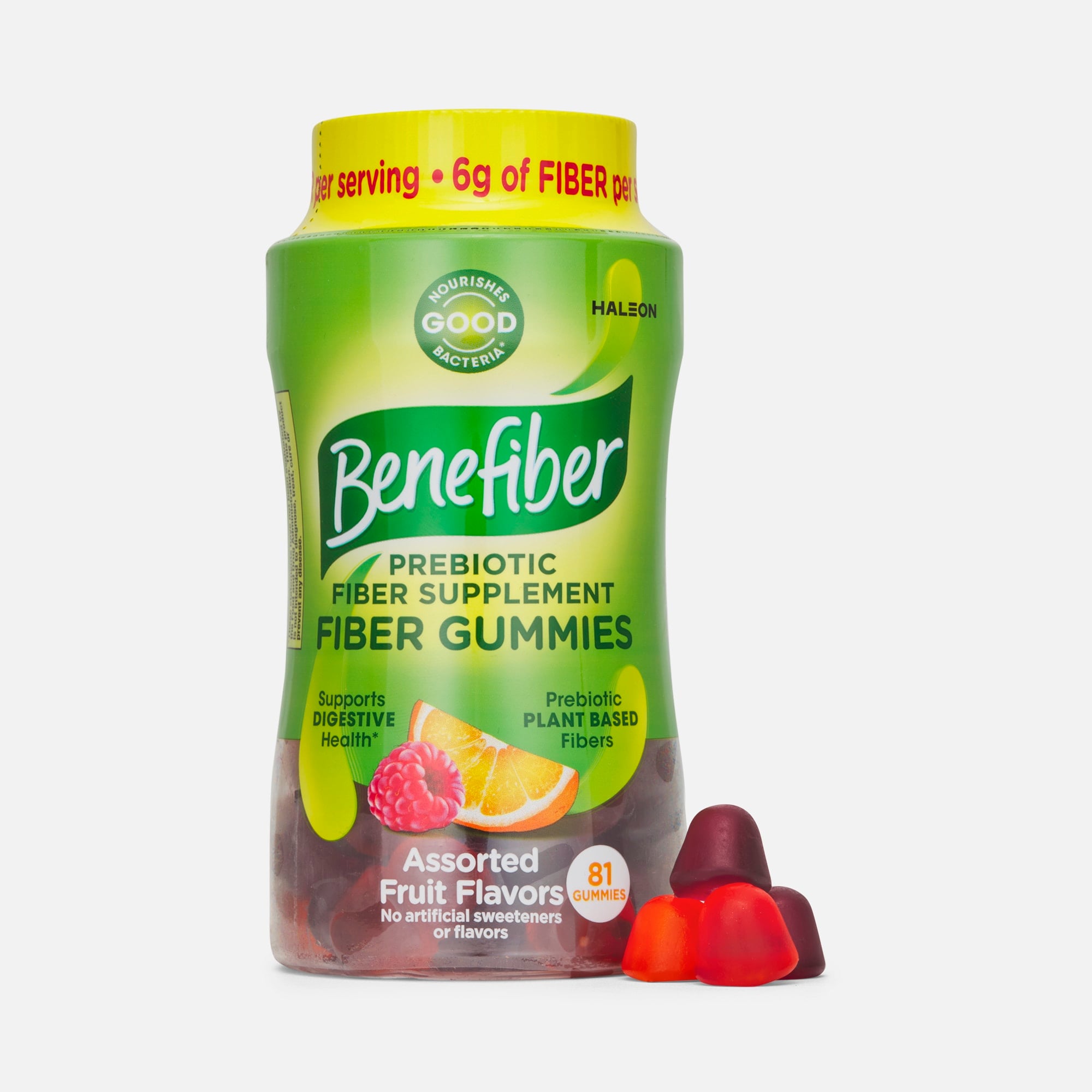 Benefiber Prebiotic Fiber Supplement Gummies for Digestive Health, Assorted Fruit, 81 ct., , large
