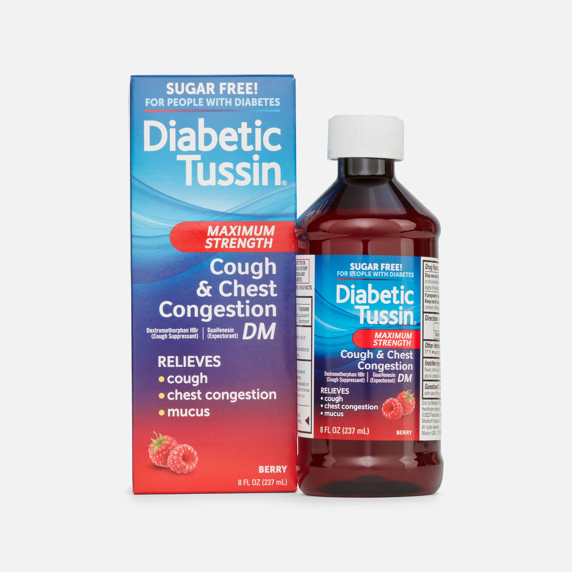 Diabetic Tussin DM Sugar-Free Maximum-Strength Cough & Chest Congestion Liquid, Berry, 8 fl oz., , large