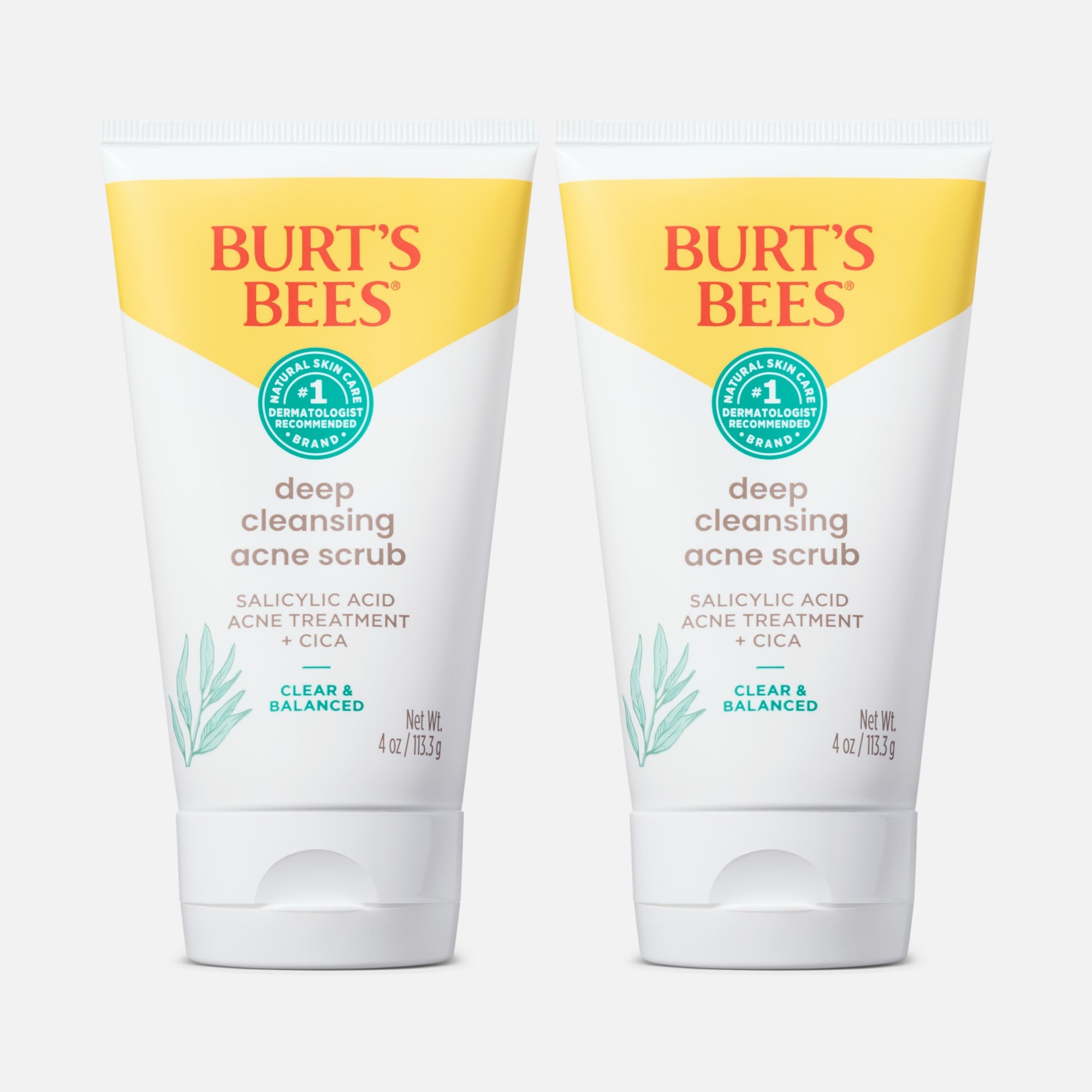 Burt's Bees Clear and Balanced Deep Cleansing Acne Scrub, 4 oz. (2-Pack), , large