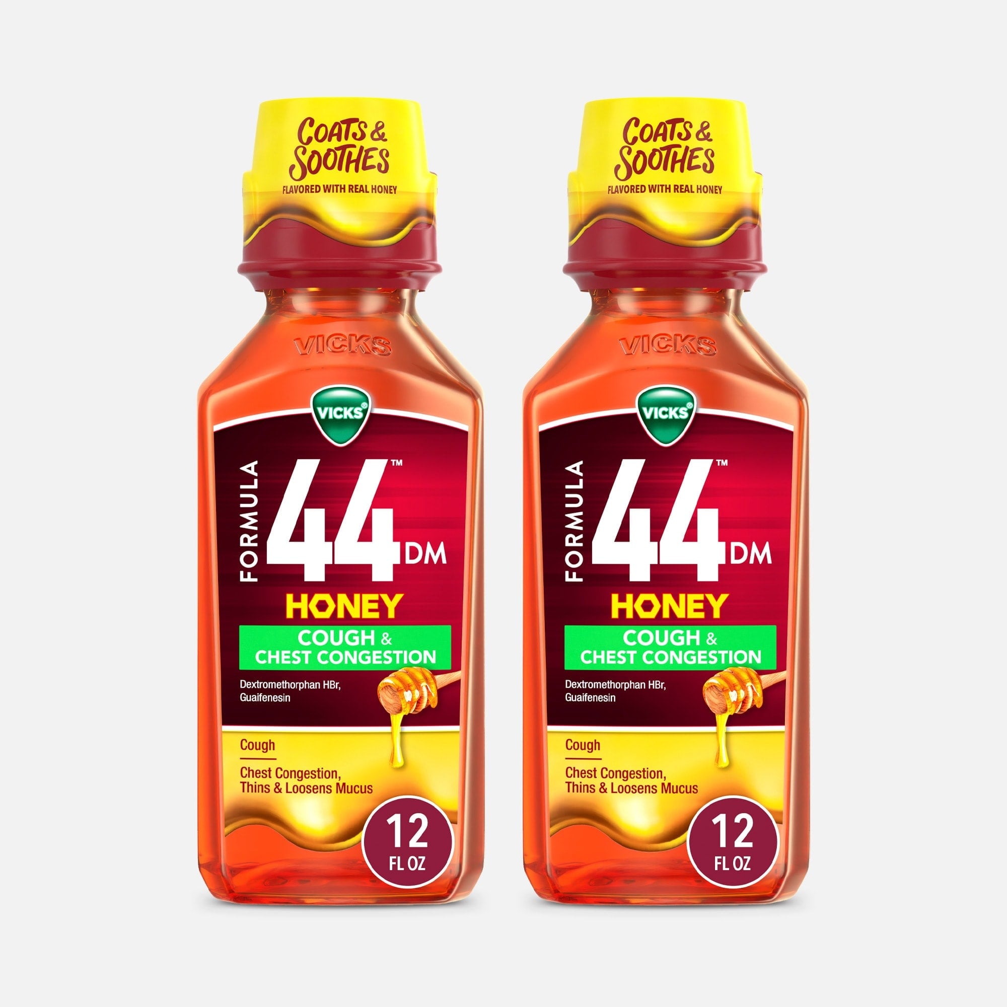 Vicks® Formula 44™ DM Cough & Congestion Liquid Cough Medicine, Honey, 12 fl oz. (2-Pack), , large