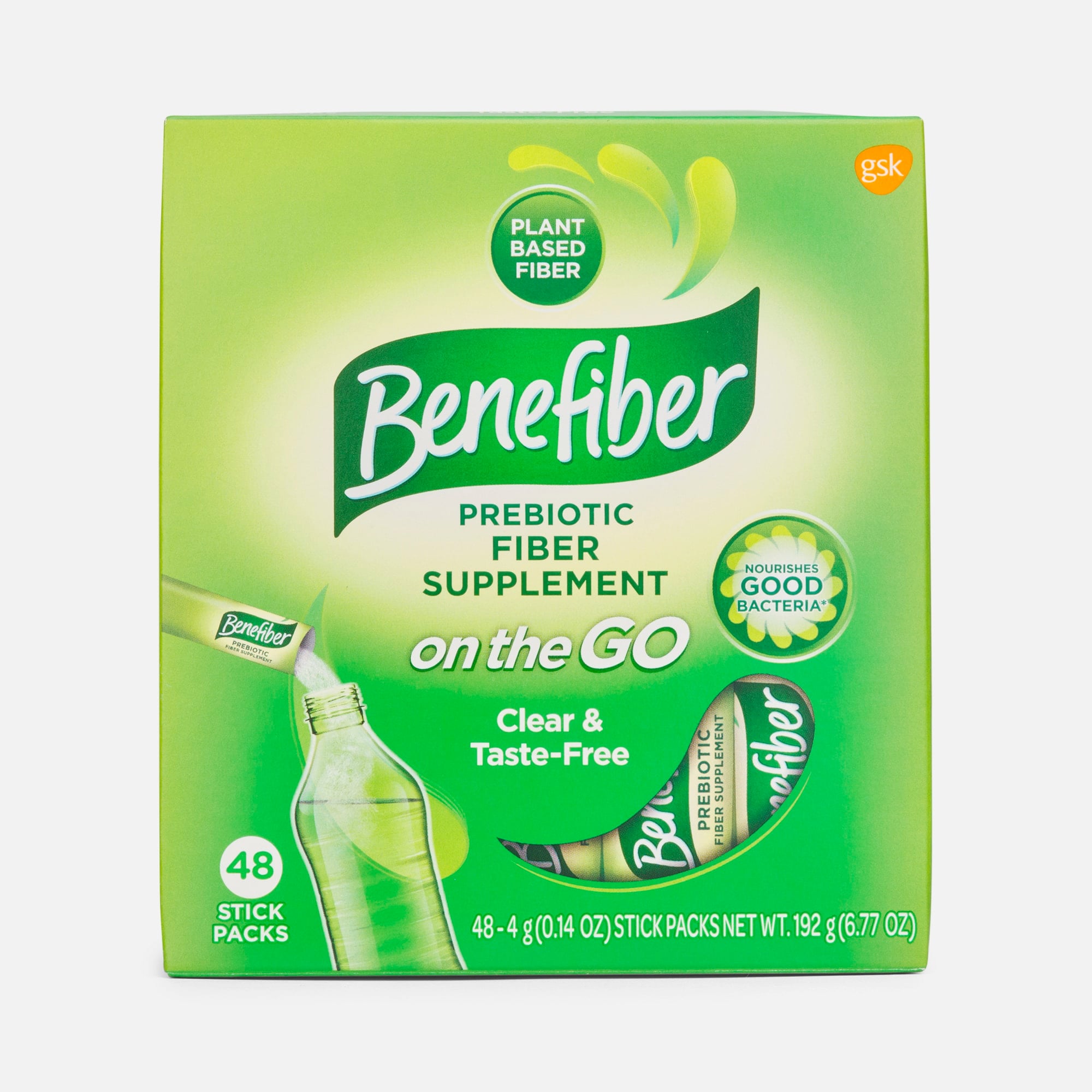 Benefiber On the Go Prebiotic Fiber Supplement Powder for Digestive Health, Unflavored, 48 ct.