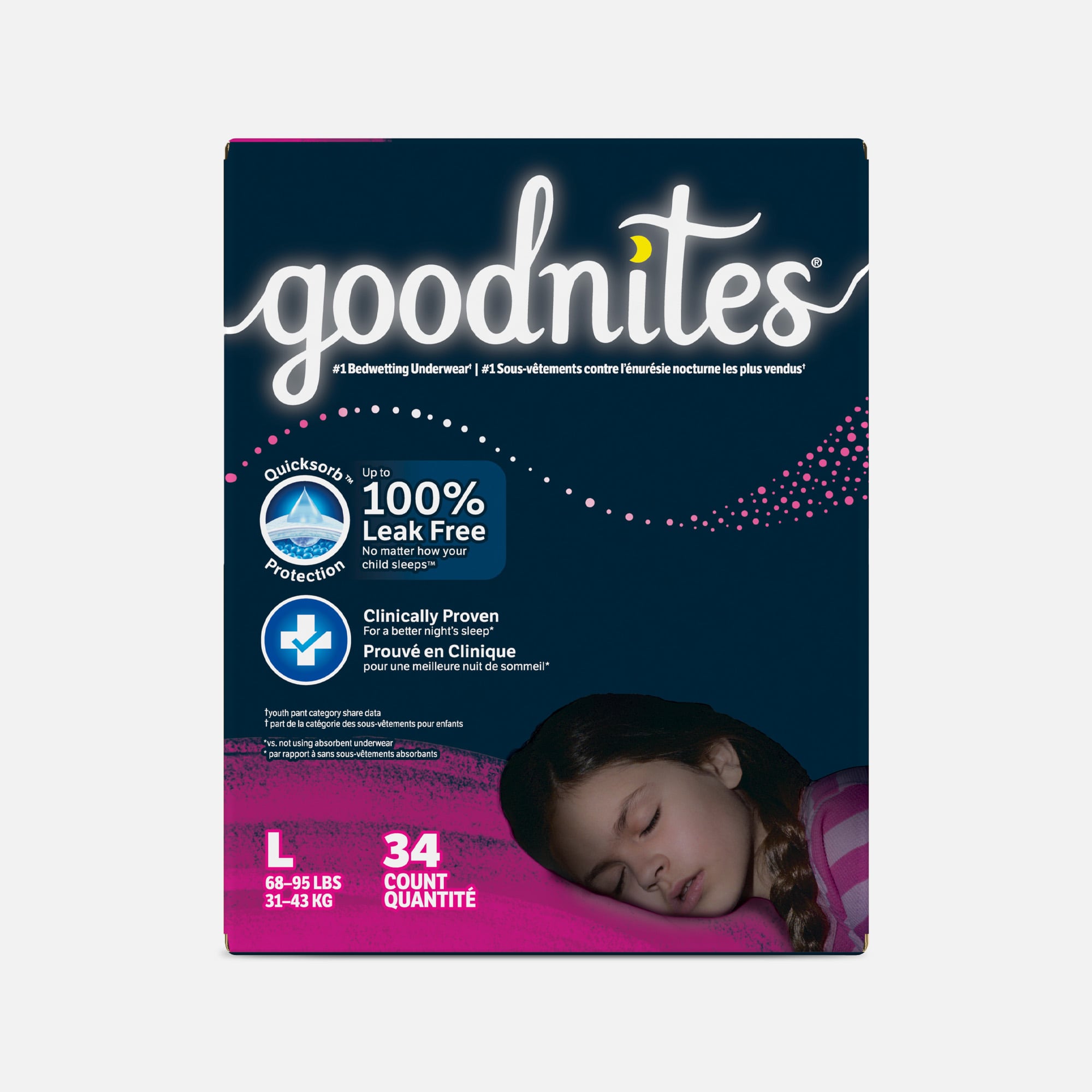 Goodnites Girls' Nighttime Bedwetting Underwear, , large