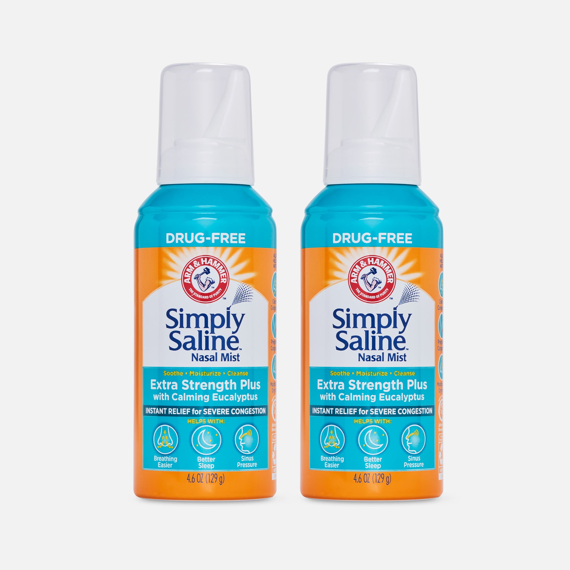 Simply Saline Adult Nasal Mist Extra Strength Plus with Calming Eucalyptus, 4.6 oz. (2-Pack), , large