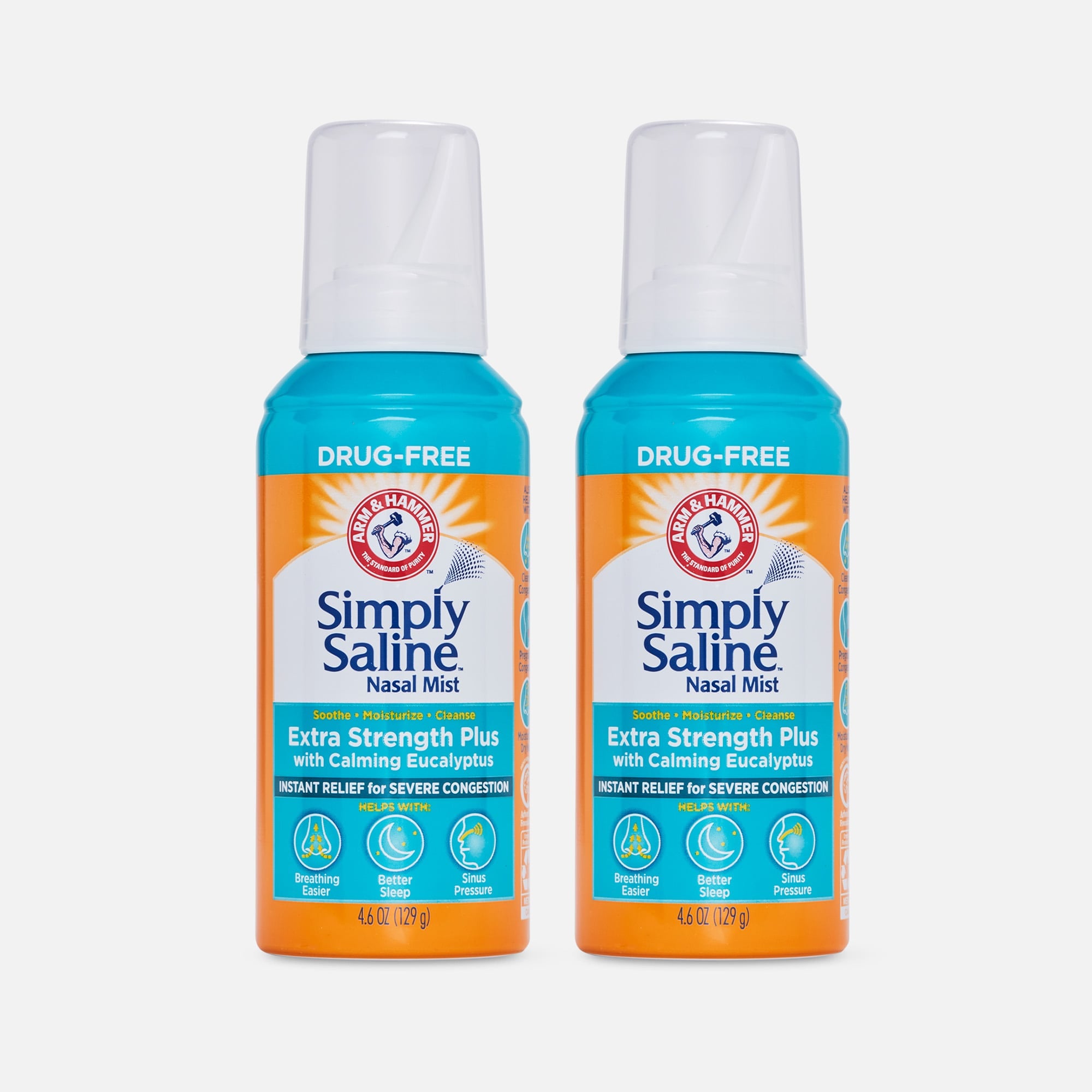 Simply Saline Adult Nasal Mist Extra Strength Plus with Calming Eucalyptus, 4.6 oz. (2-Pack)