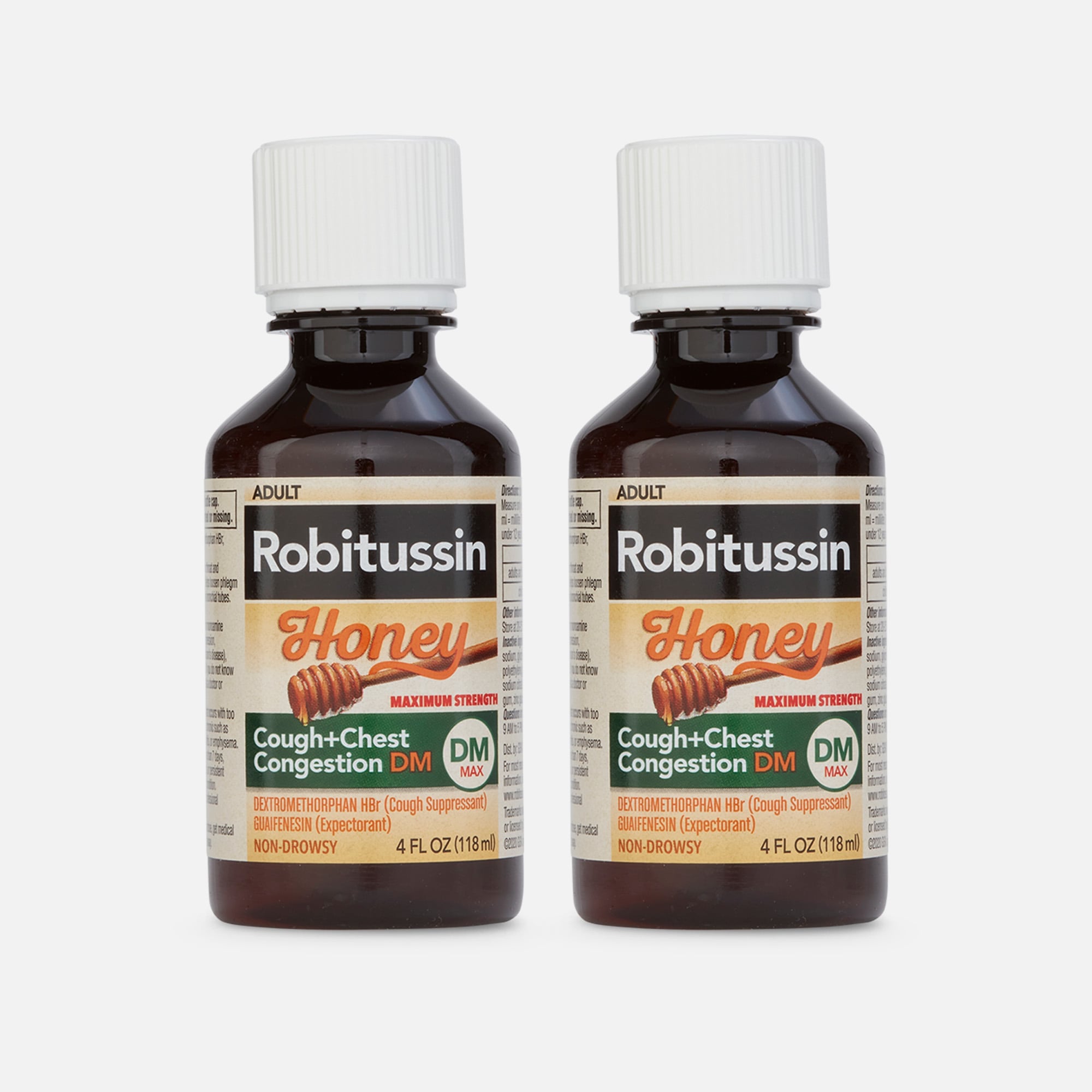 Robitussin Honey Maximum Strength Cough & Chest Congestion DM, 4 fl oz. (2-Pack), , large