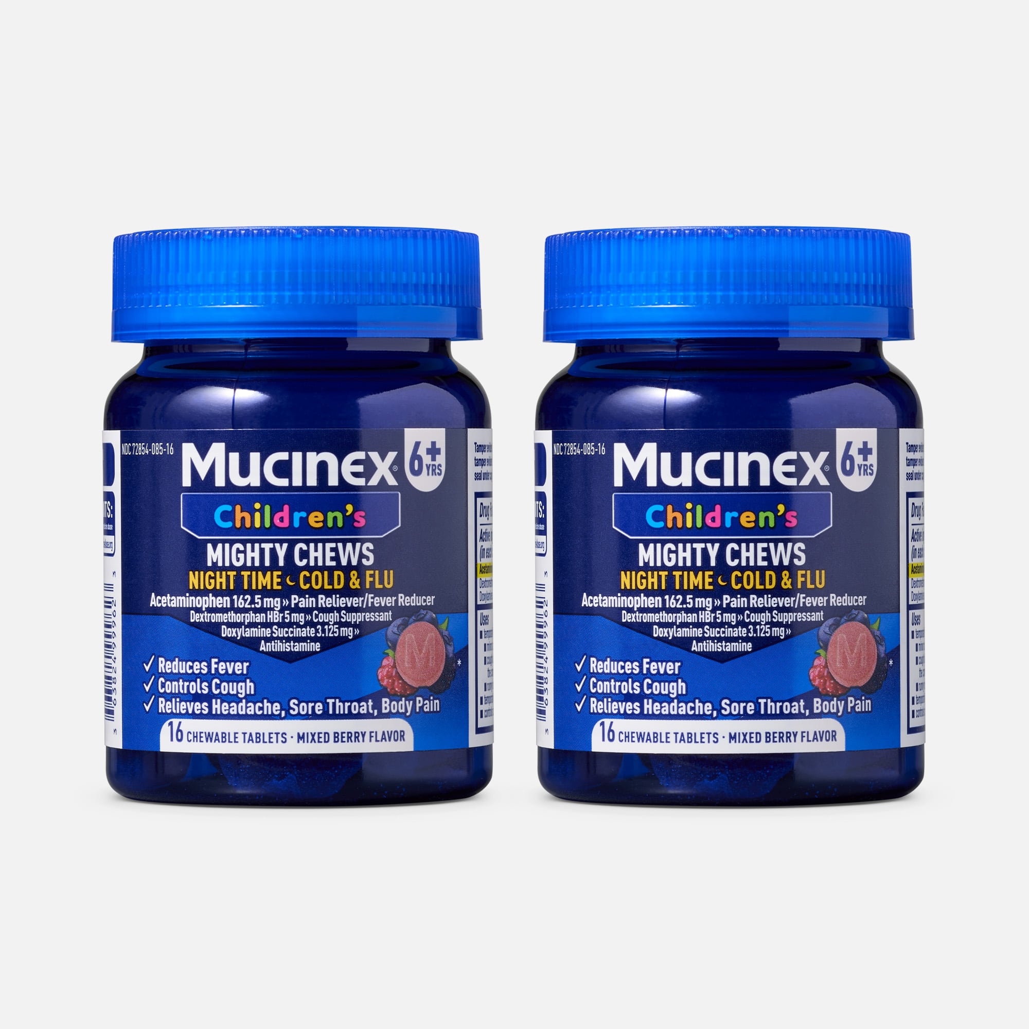 Mucinex Children's Mighty Chews Nighttime Cold & Flu, Mixed Berry, 16 ct. (2-Pack), , large
