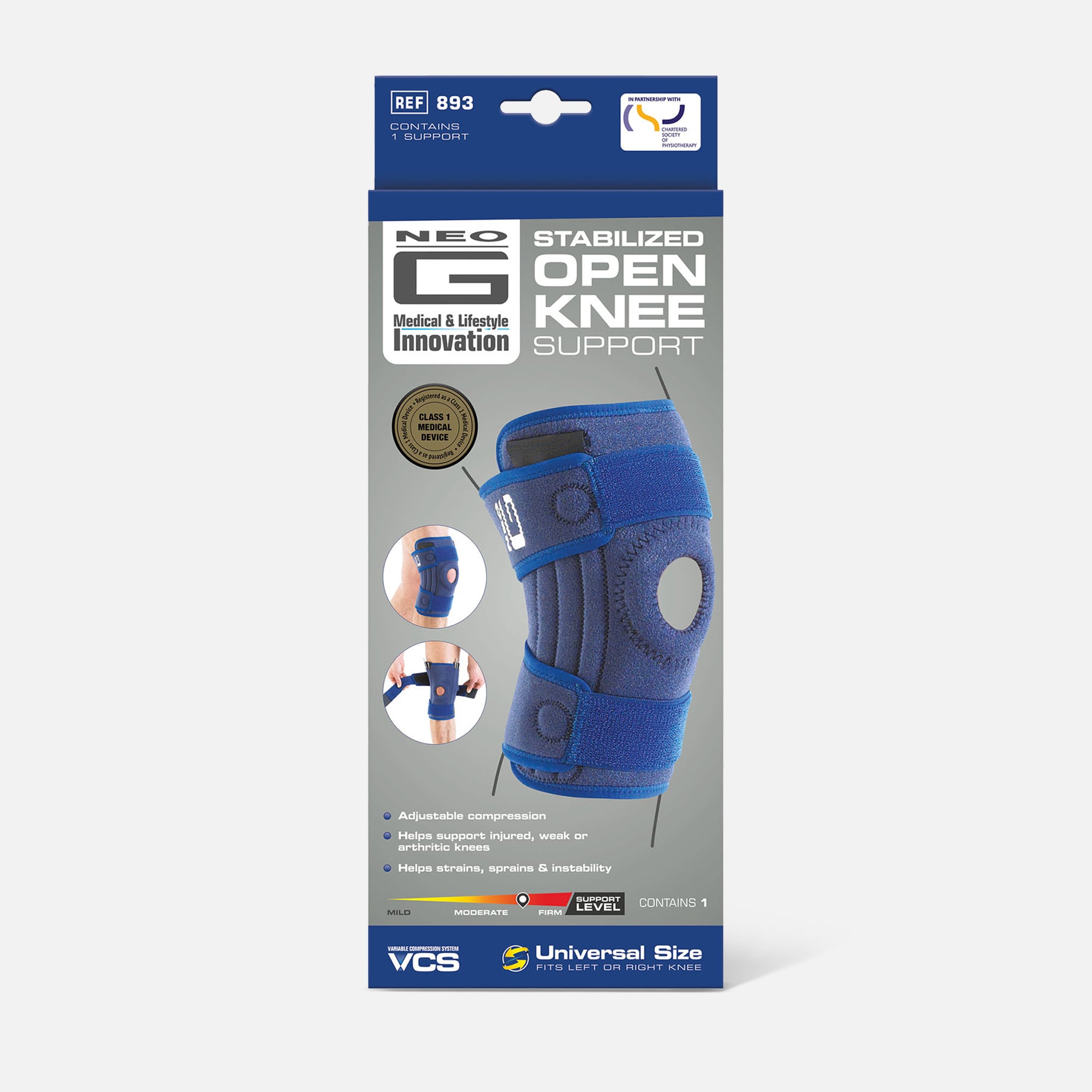 Neo G Stabilized Open Knee Support, One Size, , large