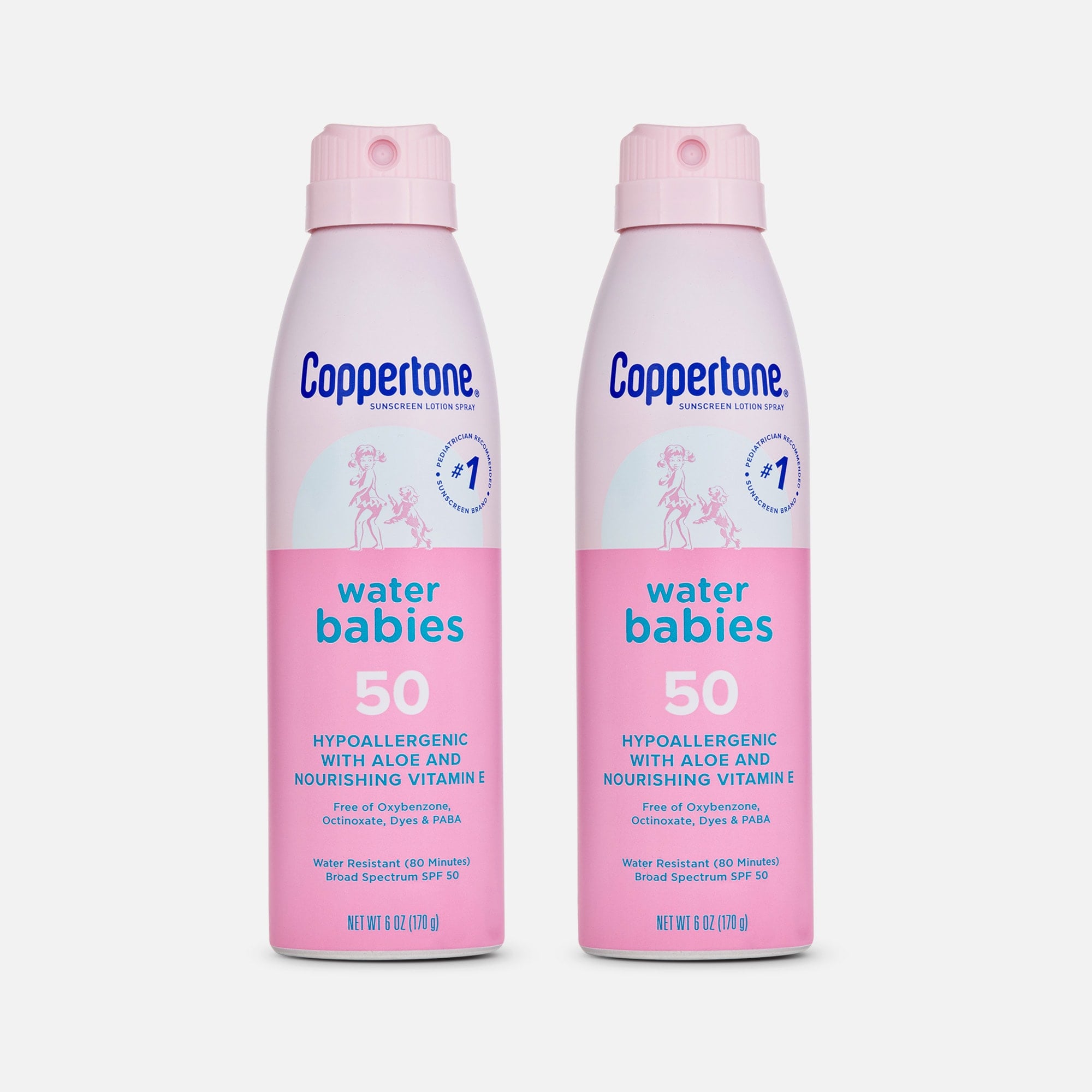 Coppertone WaterBabies Sunscreen Spray, SPF 50, 6 oz. (2-Pack), , large