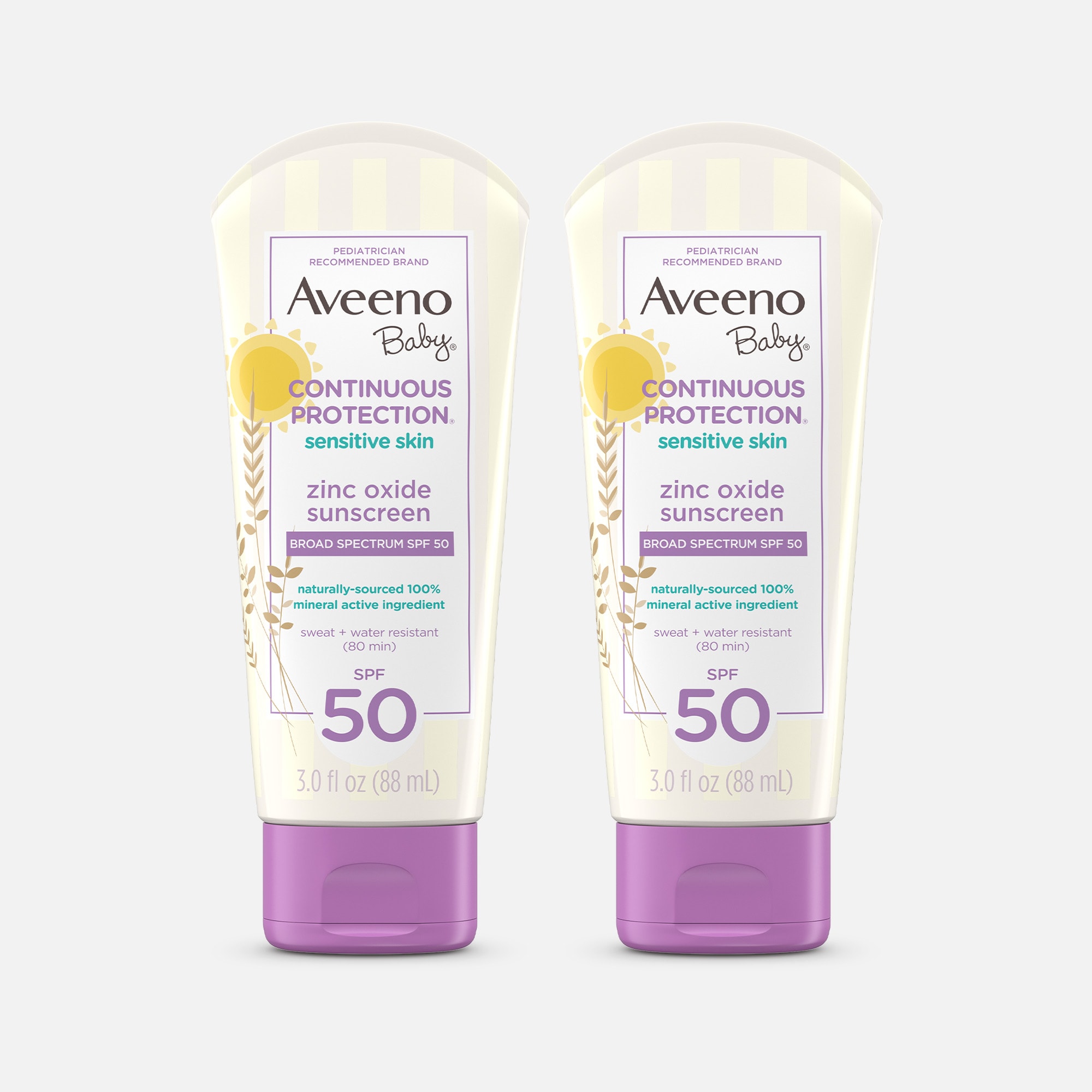 Aveeno Baby Continuous Protection Lotion, SPF 50, 3 oz. (2-Pack), , large