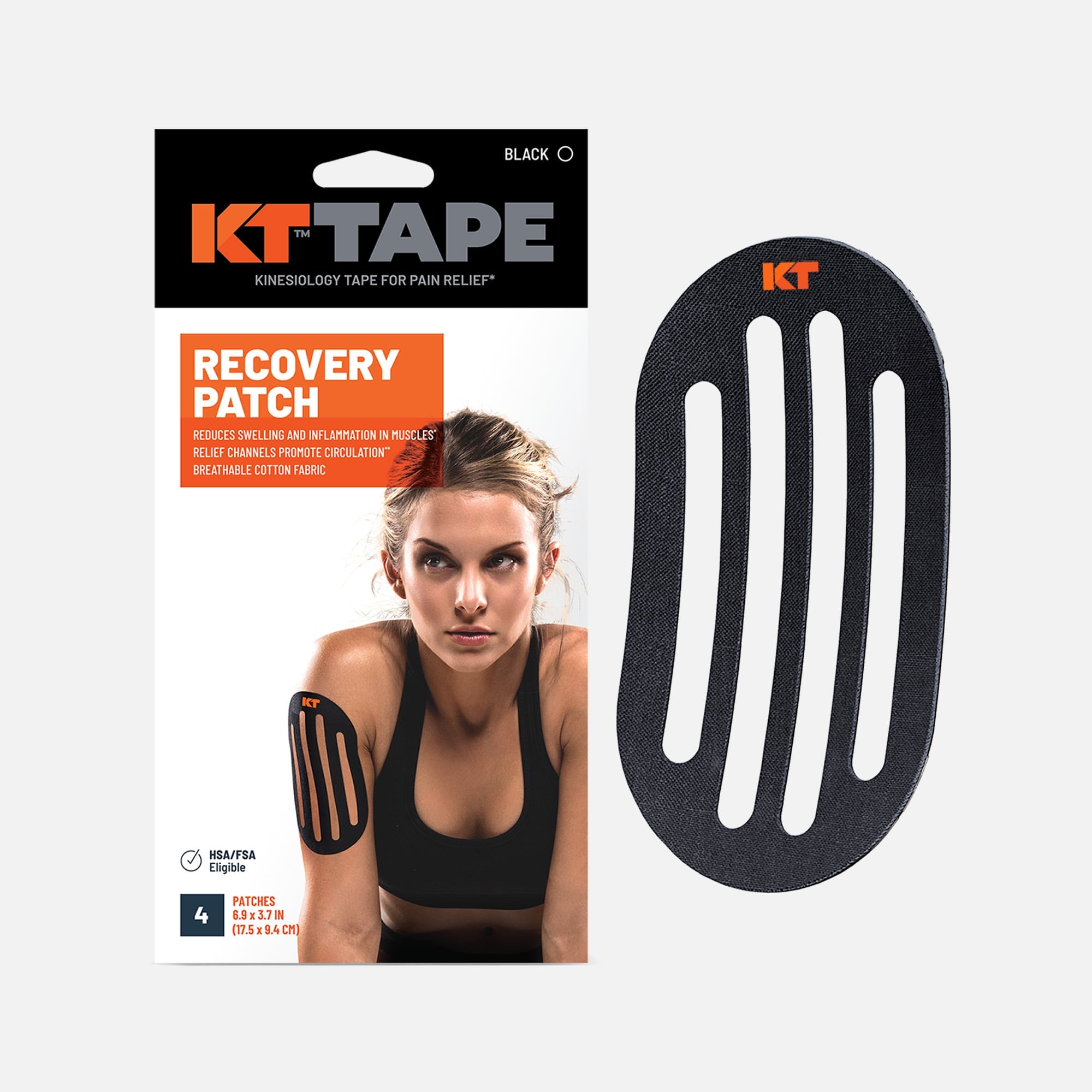KT Tape Recovery+ Patch, Black, 4 ct., , large