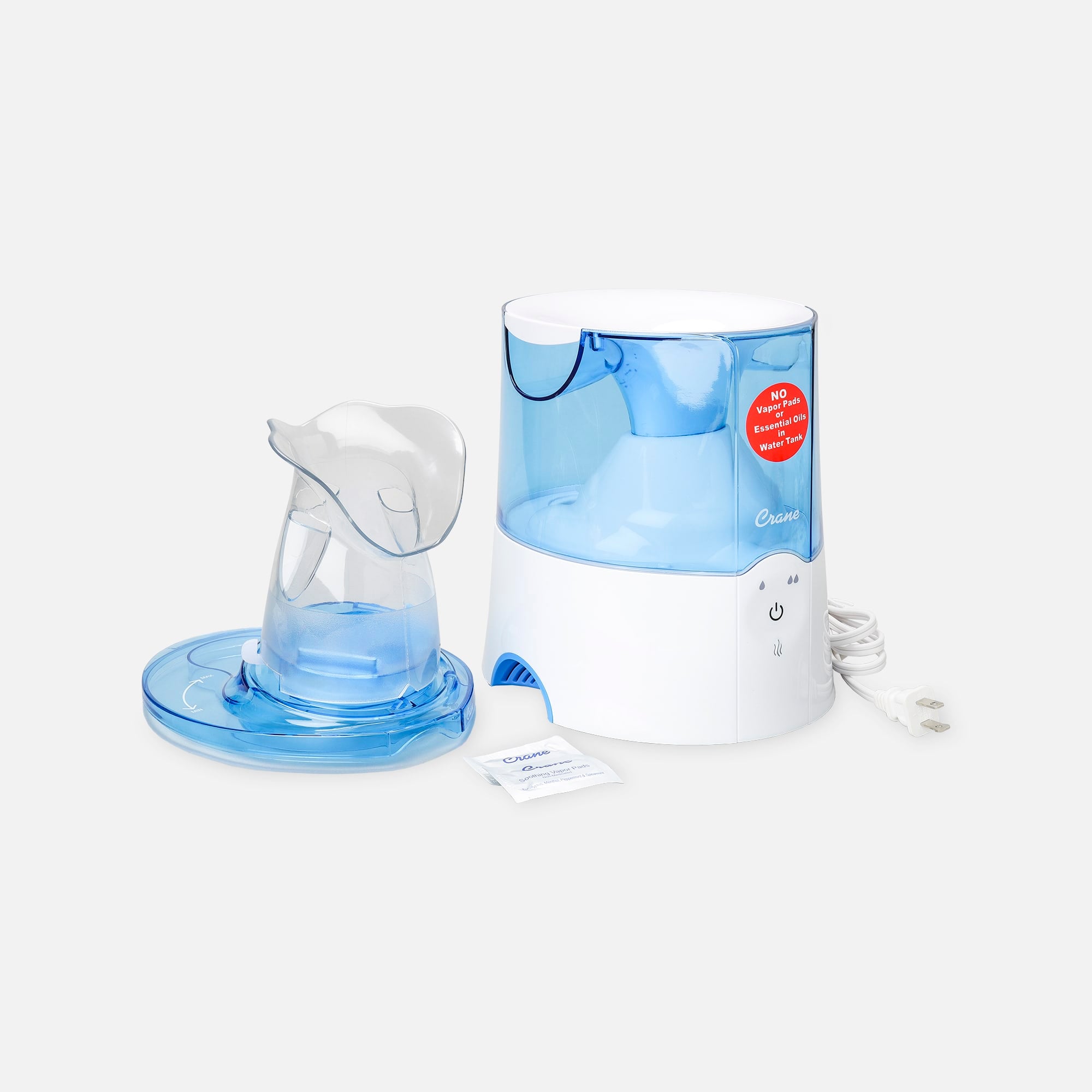 Crane 2-in-1 Warm Mist Humidifier and Steam Inhaler, Blue/White, , large