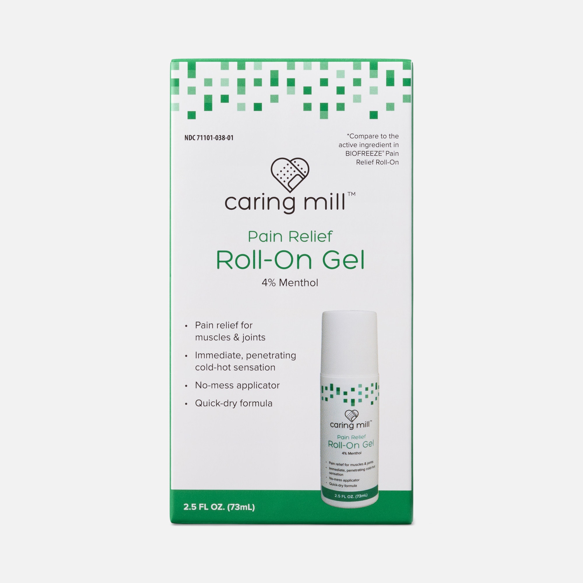 Caring Mill™ Menthol Pain Relief Roll-On Gel, 2.5 fl oz., , large